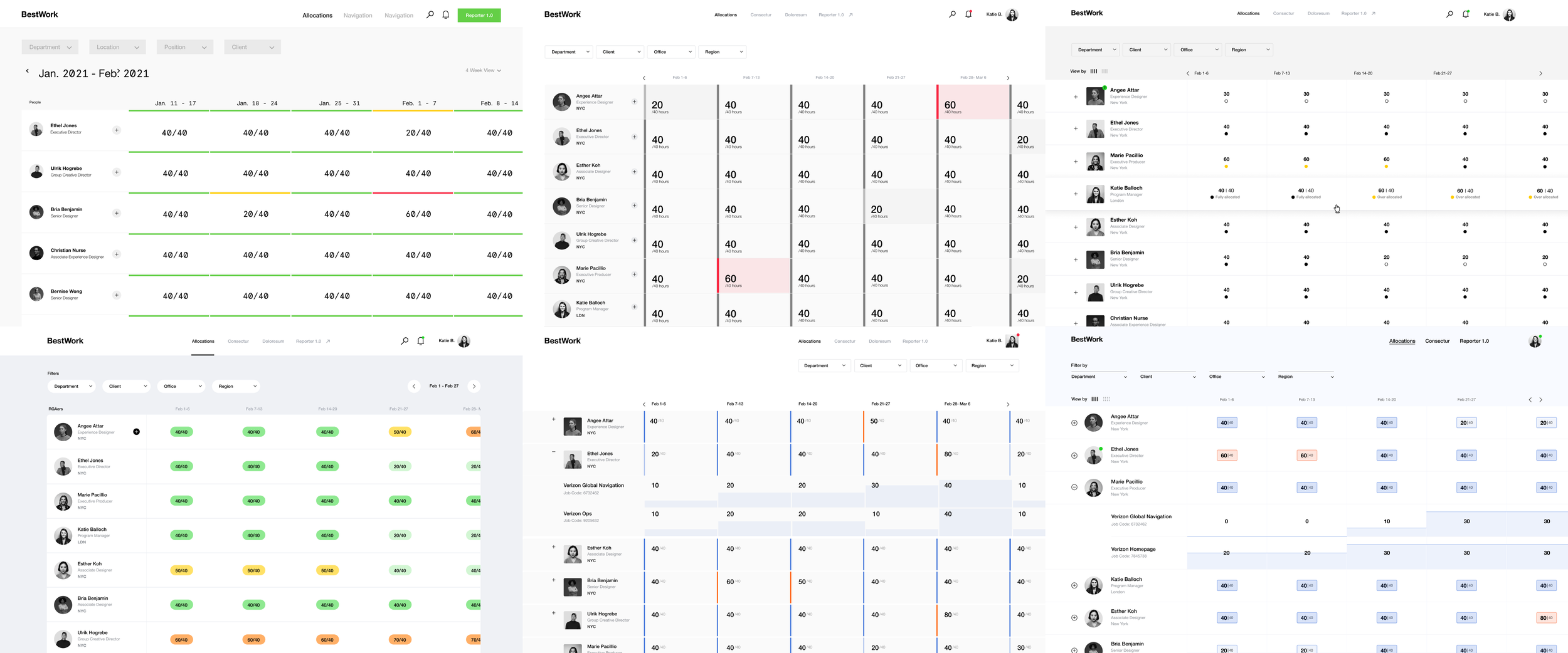 Exploring different visual directions while also refining the data visualization of allocations states