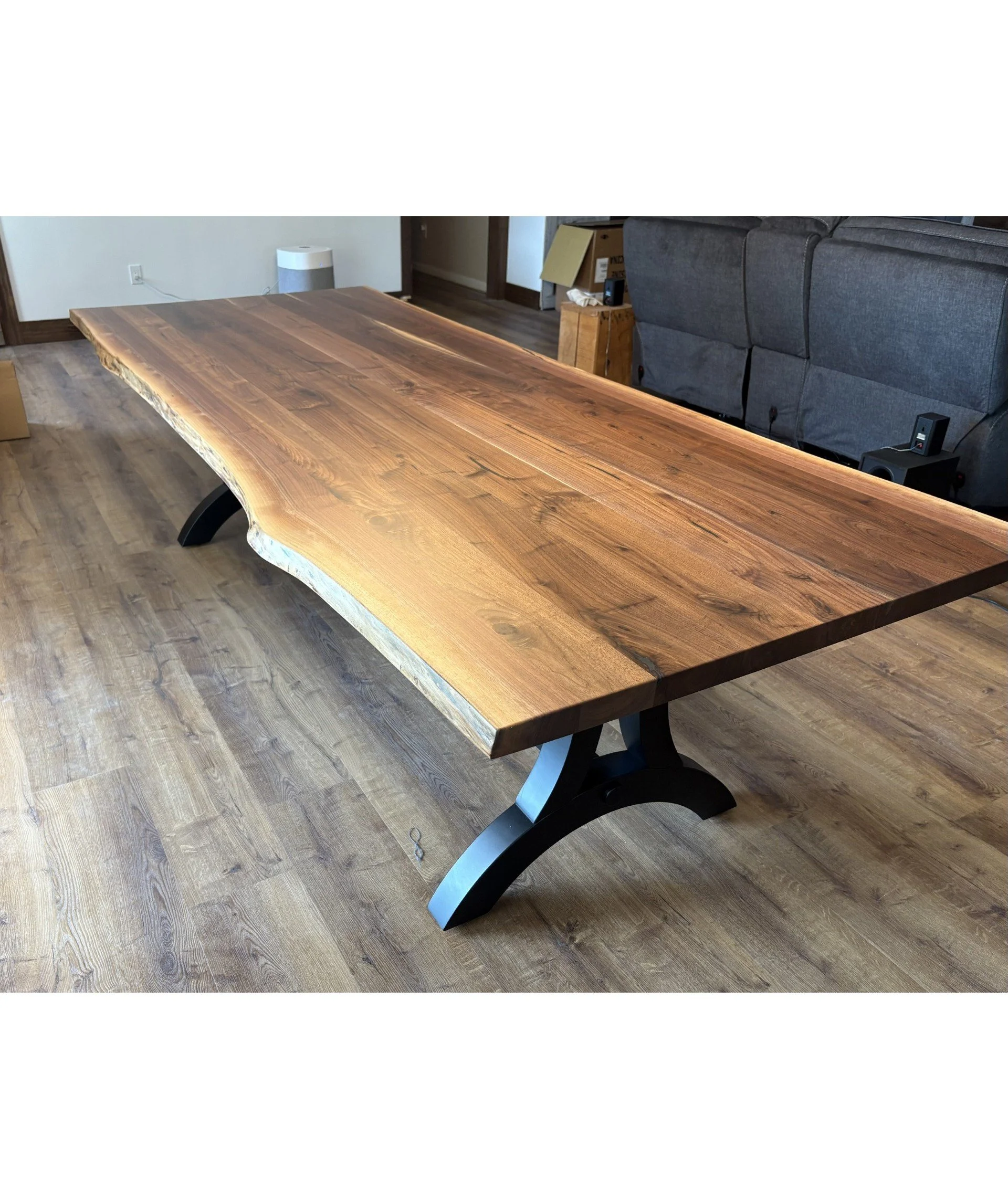 Live Edge Solid Rustic Solid Walnut Trestle Table — Annie Oakley's Wood ...