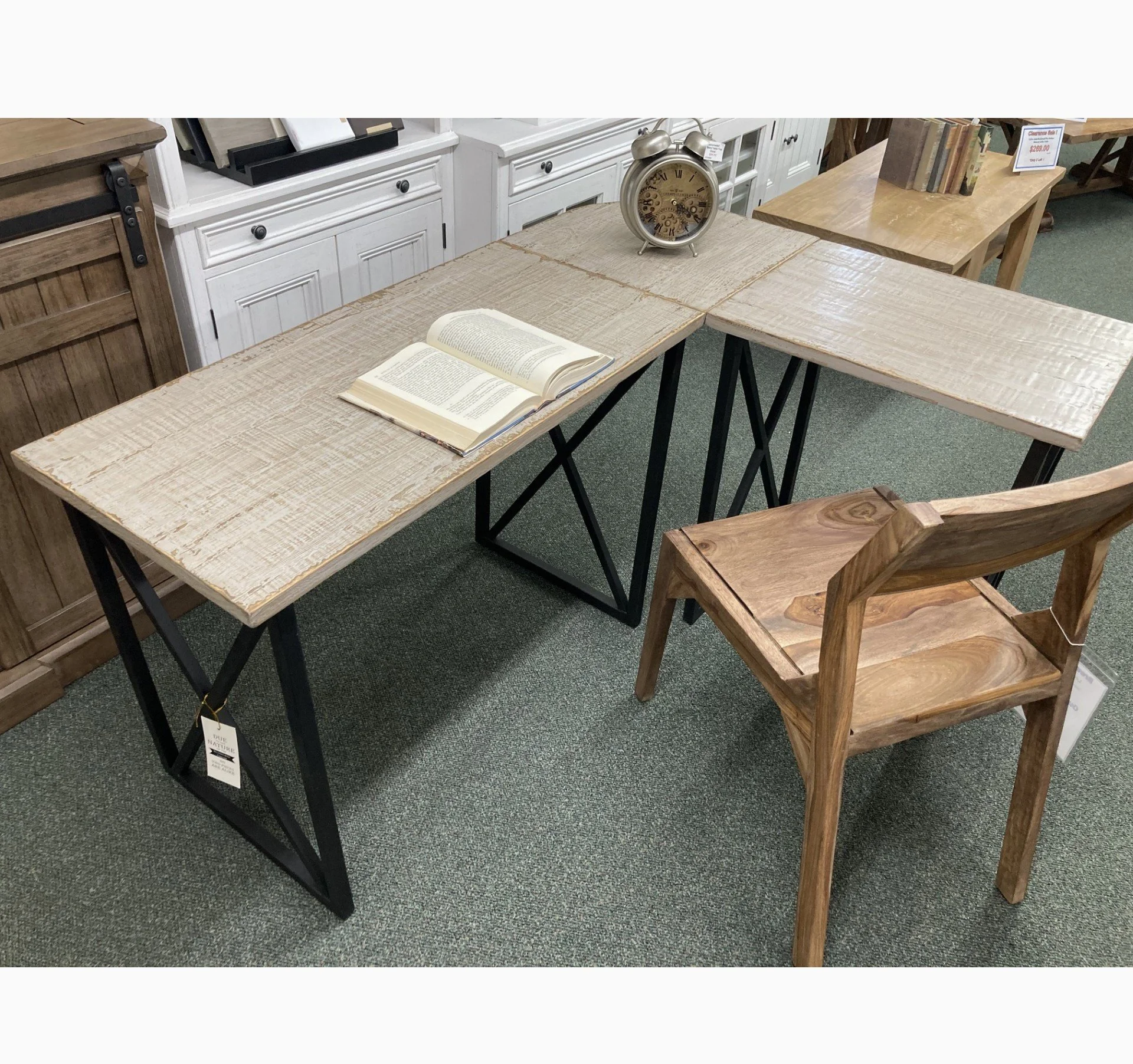Landon Solid Reclaimed Pine and Metal "L" Desk-Clearance! $265