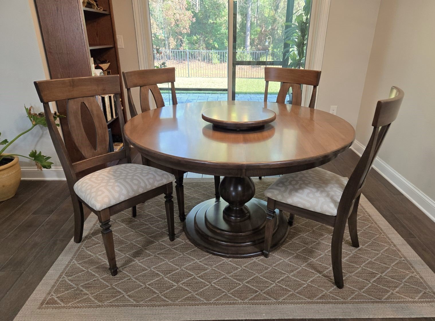 Globe 54 in ped table plus lazy susan.jpg