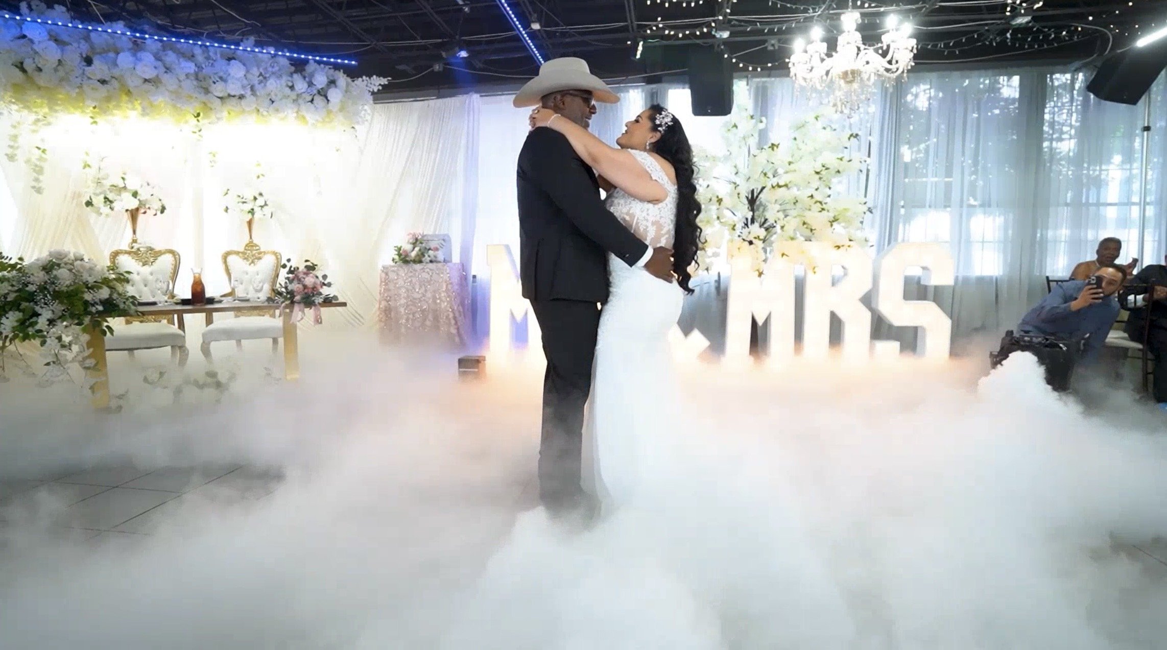 Wedding reception and first dance at Hobby Event Center in Houston