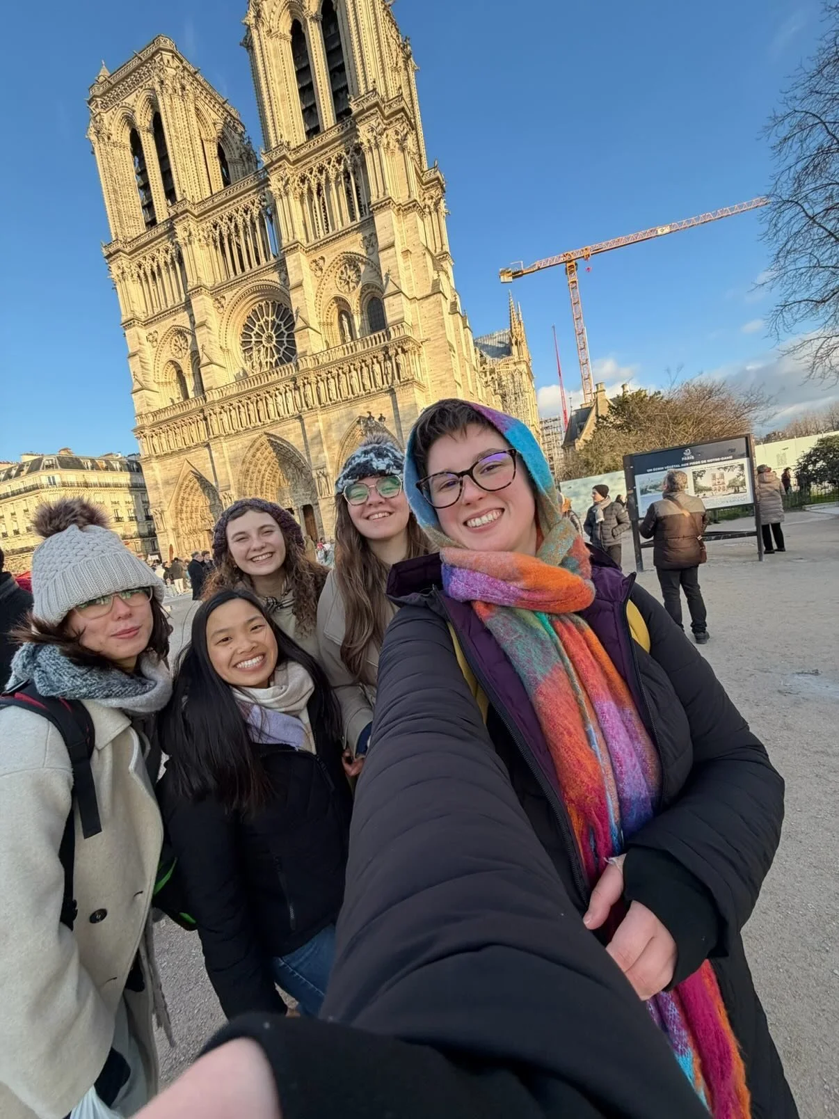 Christian study abroad students in front of Notre Dame in Paris France