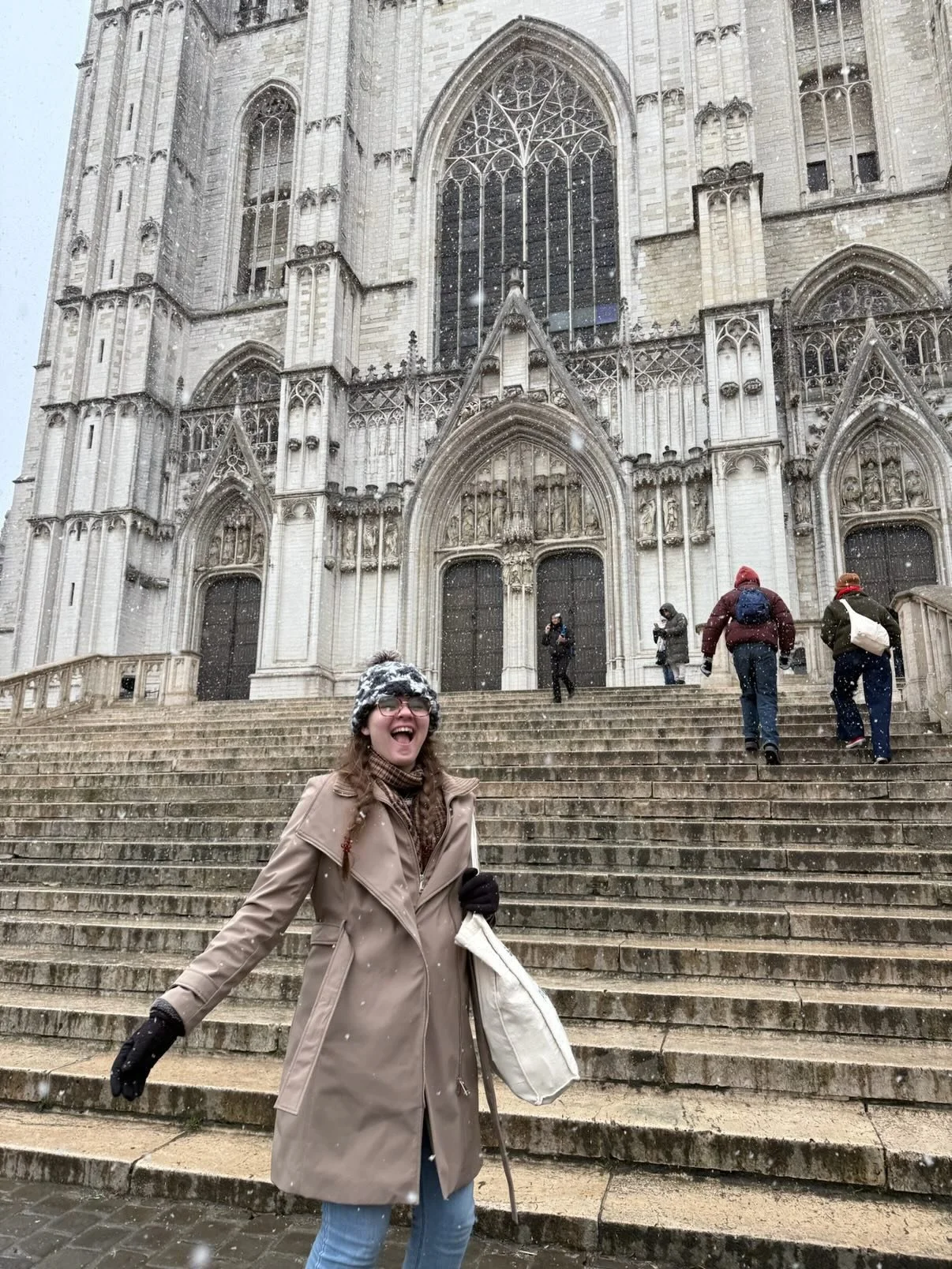 Christian study abroad student in front of a church in London England