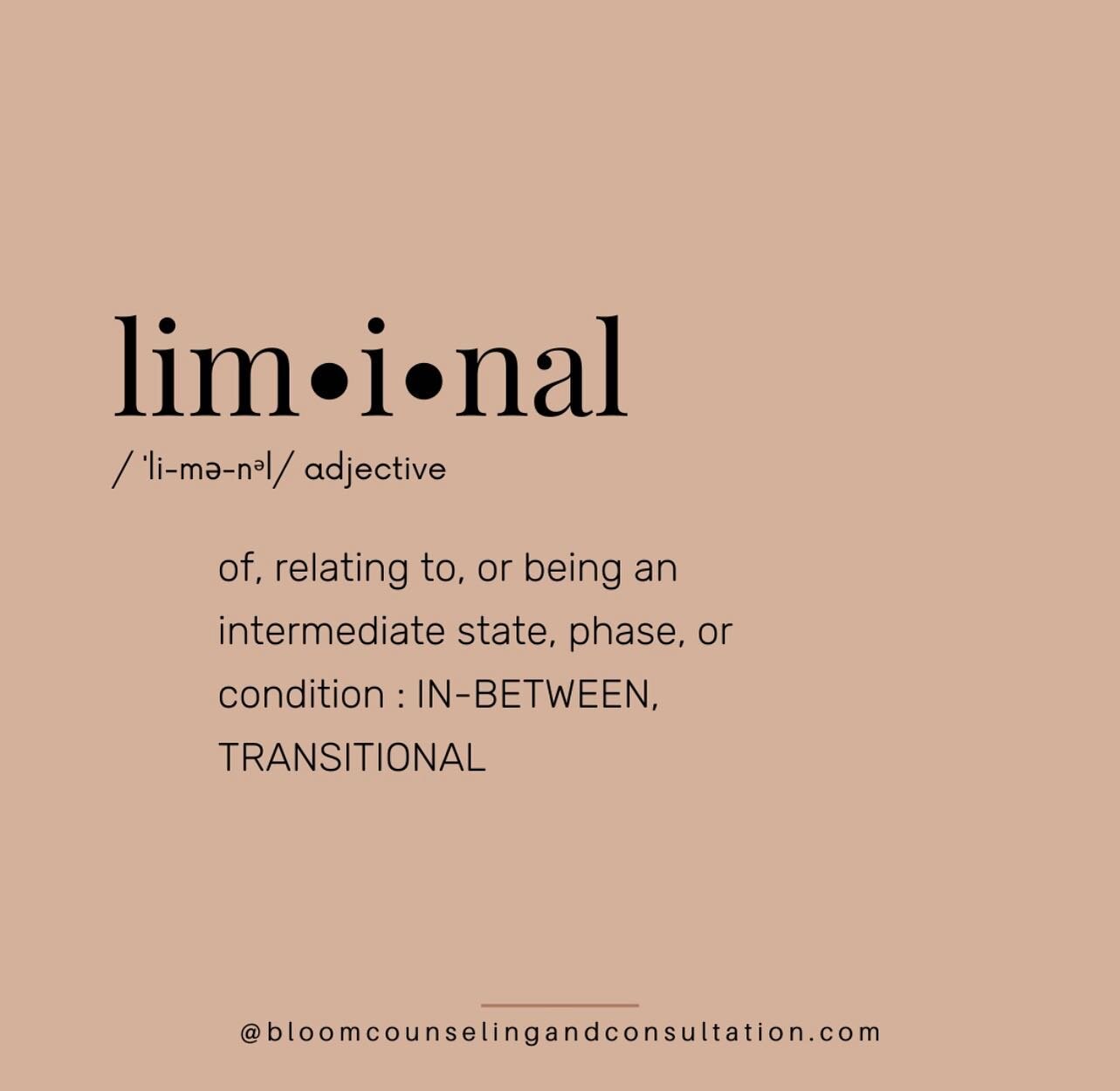 Derived from the Latin word &ldquo;limen&rdquo; which means &ldquo;threshold&rdquo; liminal space is a concept that describes a transitional place or time. It can be both transformational and anxiety provoking.  This term has resonated with many of m