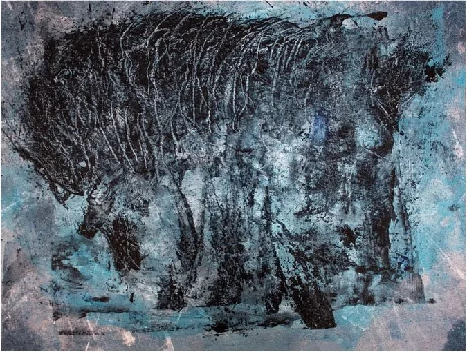 Minni ("Memory" in Icelandic), Acrylic on panel, 9 x 12 in, 2023