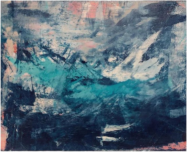 West Fjords Series #1, acrylic and mixed media on panel, 8 x 10 in, 2021