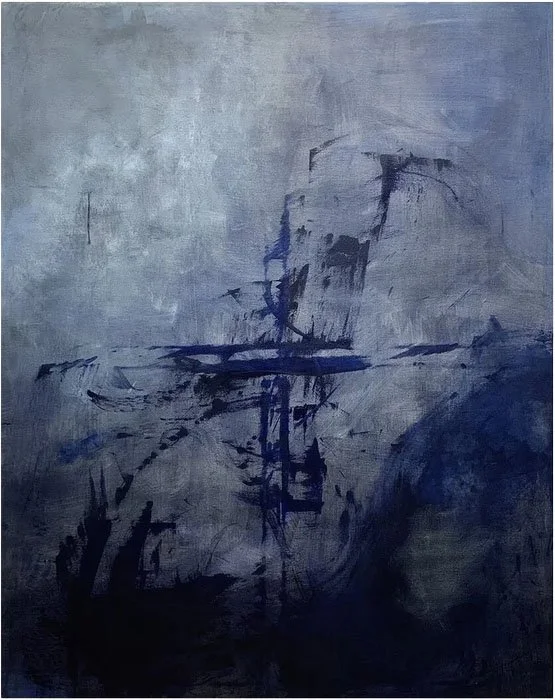 Night On the Northern Atlantic, Acrylic on canvas, 68 x 45 in, 2021