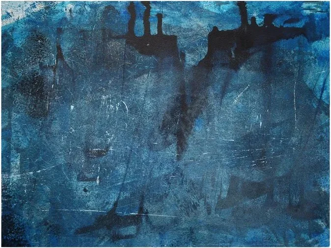 Borg ("City" in Icelandic), Acrylic on panel, 9 x 12 in, 2023
