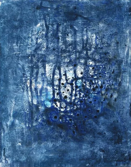 Blár 1 ("Blue" in Icelandic), acrylic, 11x14 in, 2022