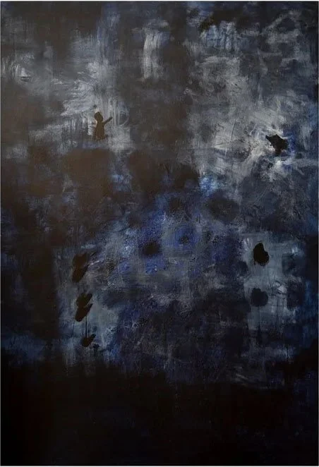 Blue Fable, Acrylic on canvas, 40 x 30 in, 2021