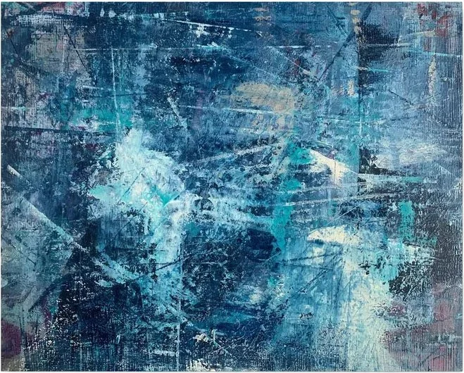 West Fjords Series #3, acrylic and mixed media on panel, 8 x 10 in, 2021