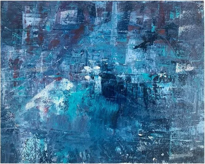 West Fjords Series #2, acrylic and mixed media on panel, 8 x 10 in, 2021