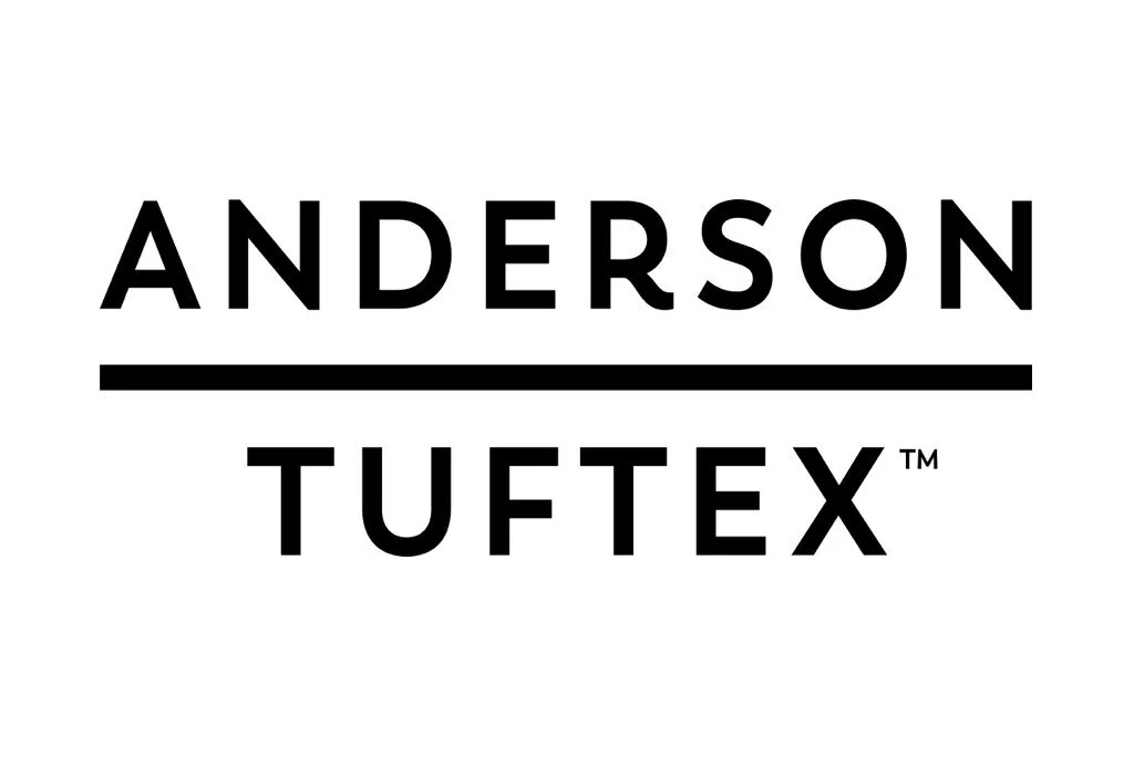 Black and white logo with the text "ANDERSON TUFTEX" separated by a horizontal line, with a small trademark symbol.