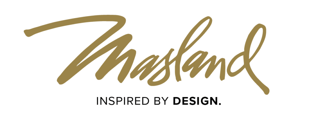 A black background with the word "Mashand" written in large, gold cursive font, and smaller text underneath that reads "Inspired by design."