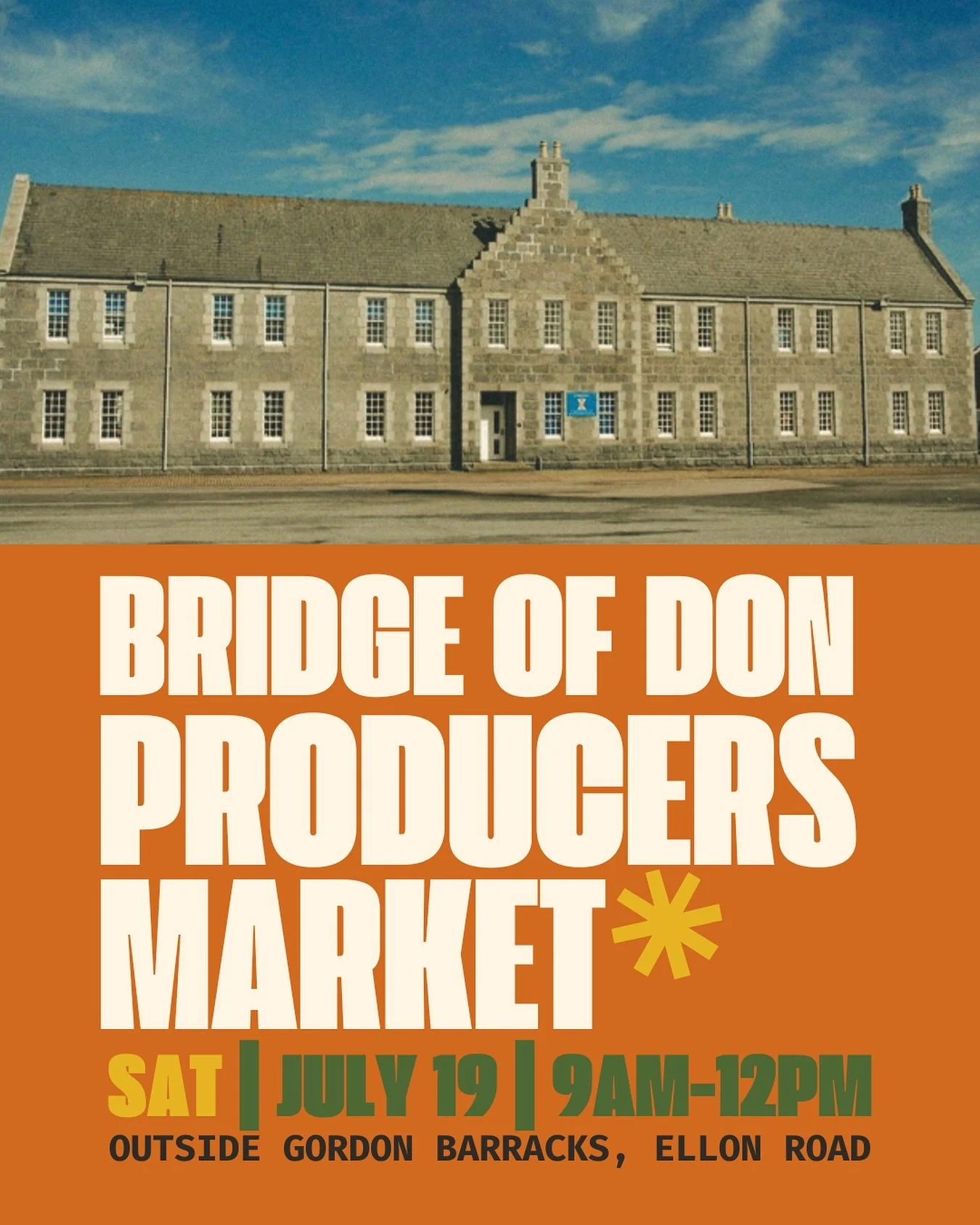 SATURDAY&hellip;..👉🏽
Bridge of Don Producers Market

📆 Saturday 19th July
⏰ 9am - 12pm
📍 Gordon Barracks, Ellon Road, BOD
🆓 entry

🎪 Bridge of Don &amp; District Men&rsquo;s Shed have started this monthly market showcasing local makers and prod