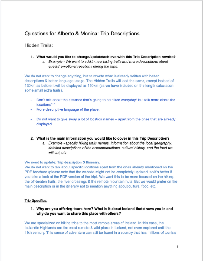 Websiting copywriting in action