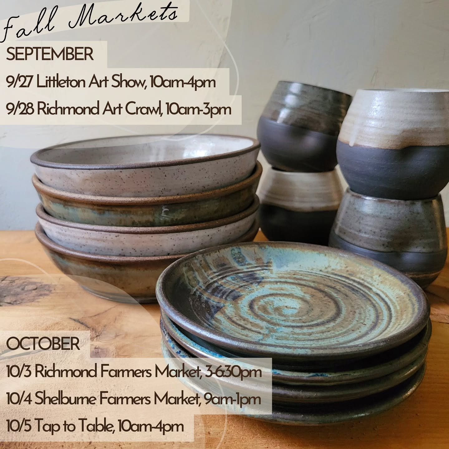 Last two weekends of outdoor markets &amp; lots of pretty pots to snag!

@littletonareachamber 
@radiateartspace
@richmond_farmers_market 
@shelburnefarmersmarket
@stewartmaple