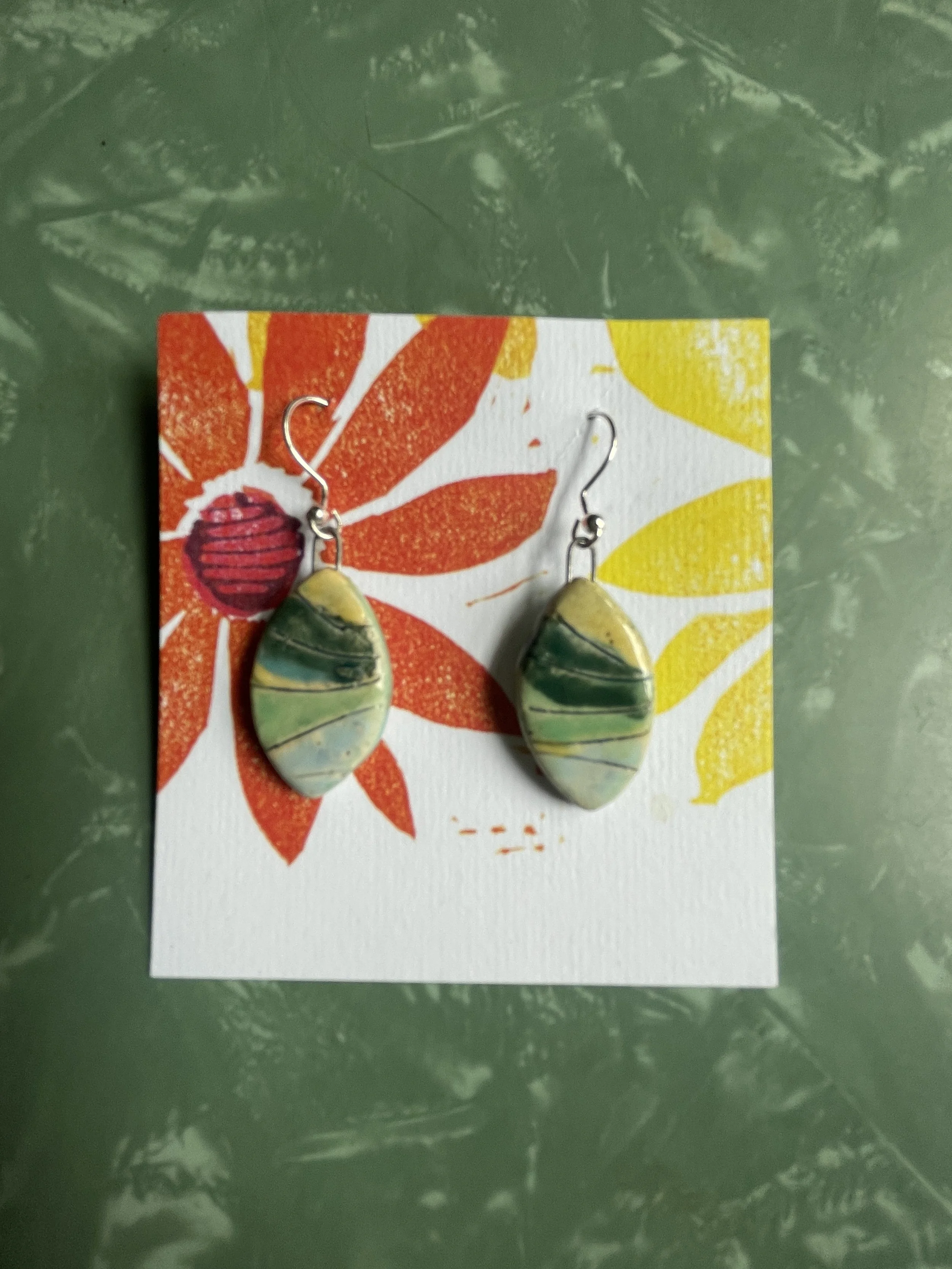 Ceramic Earrings - Ovals #2