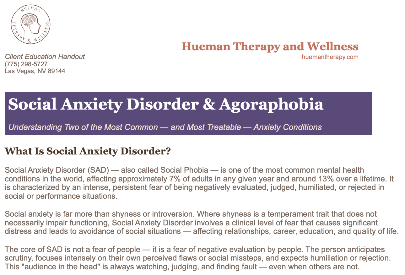 Social Anxiety Disorder & Agoraphobia