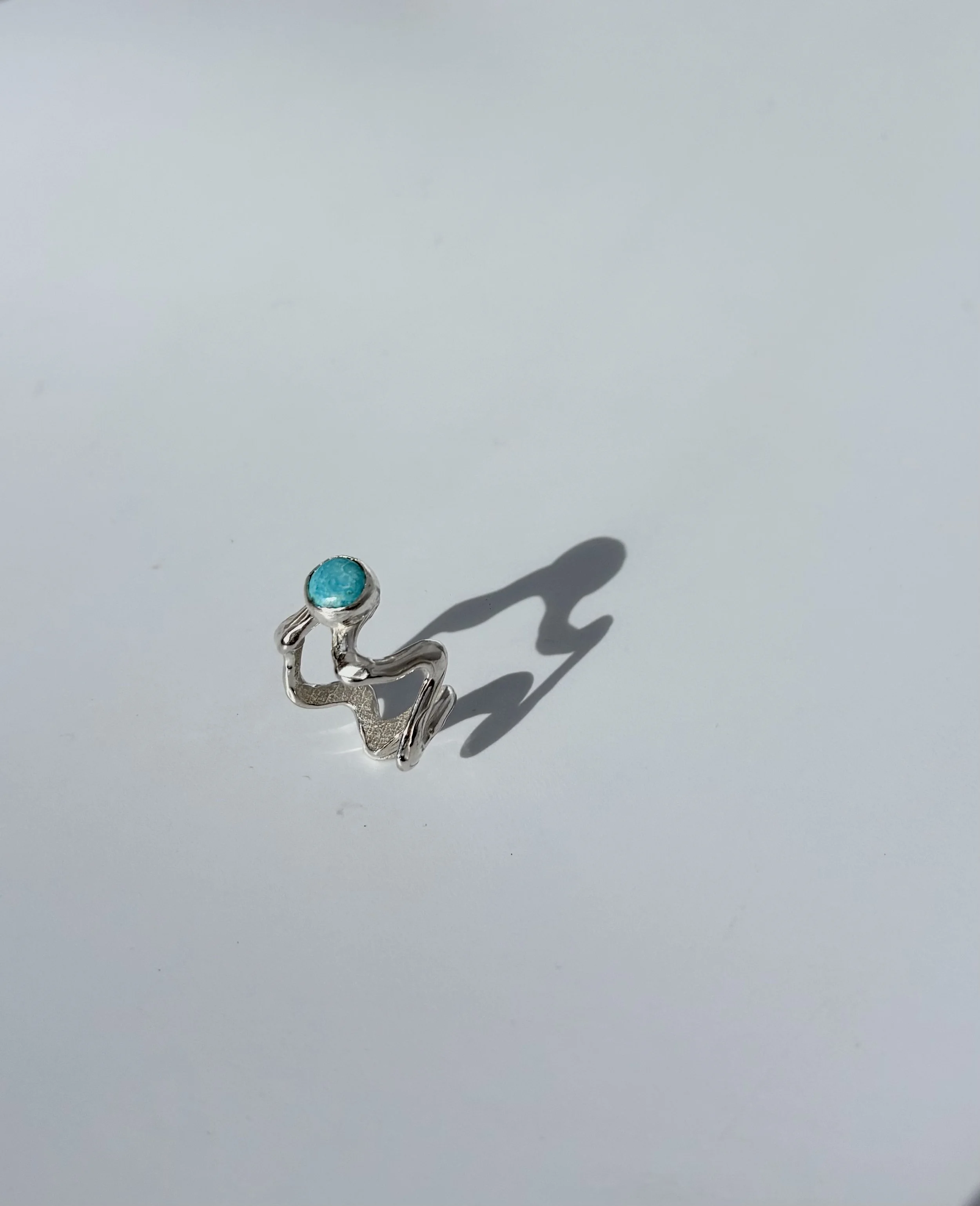 Bluebird turquoise squiggly ring- size 8