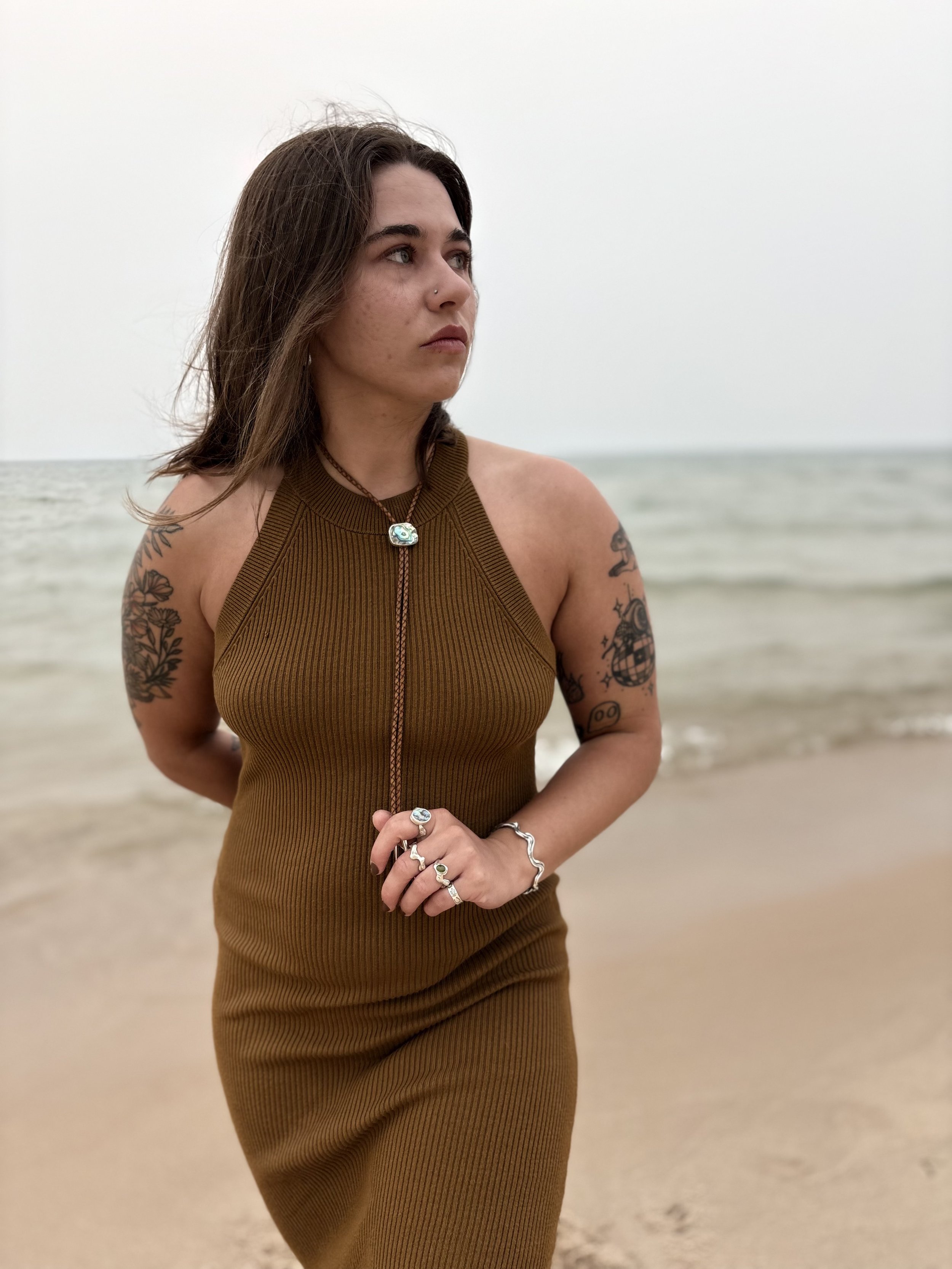 Abalone Bolo tie- square