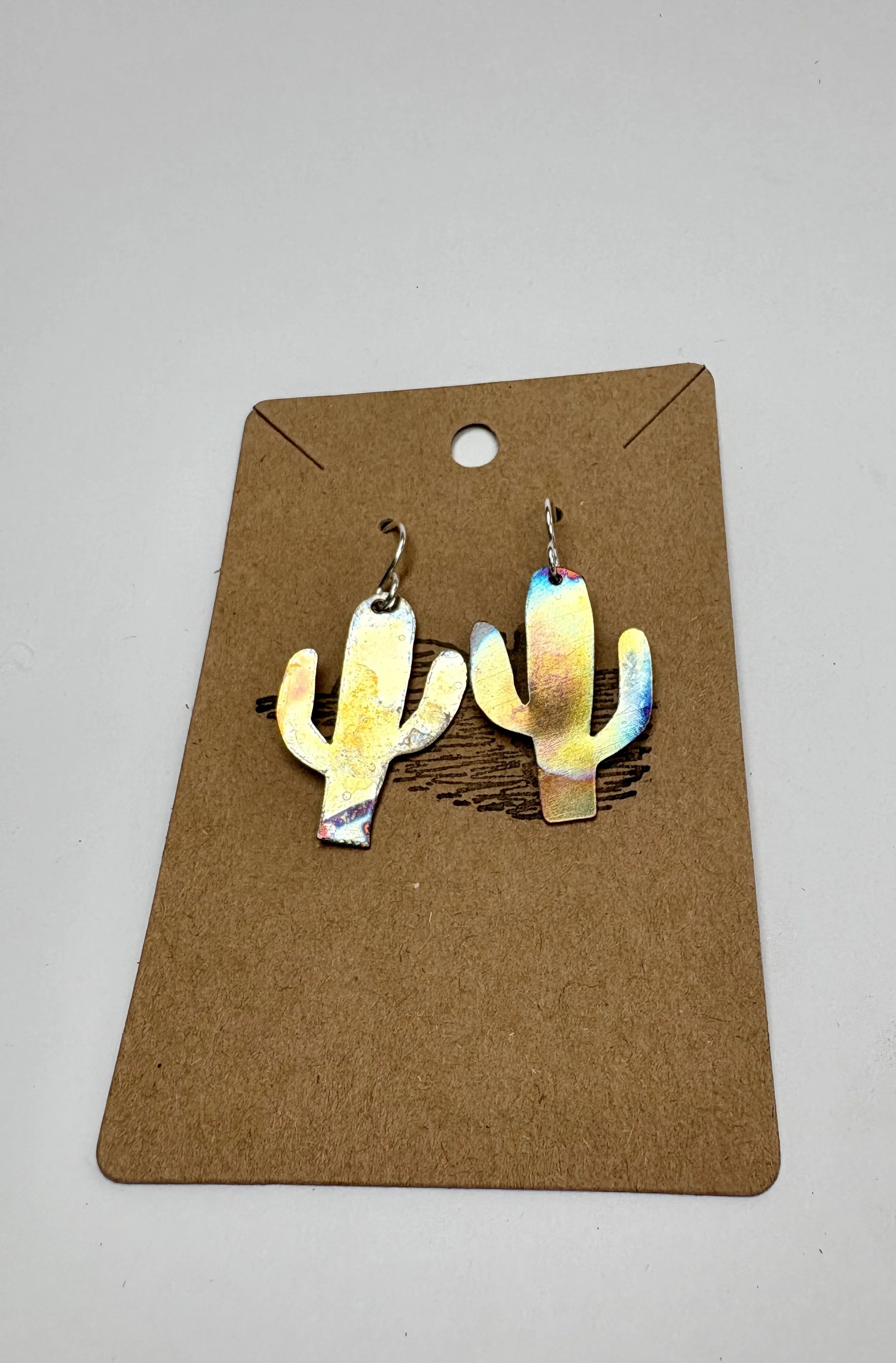 Copper Cactus Earrings- small