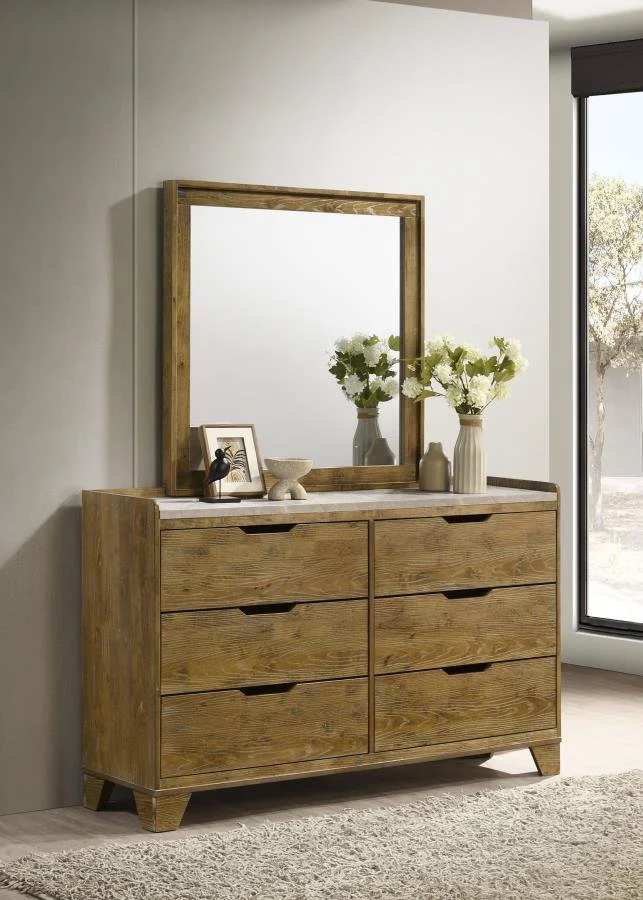 222973M  Dresser with Mirror Medium Oak