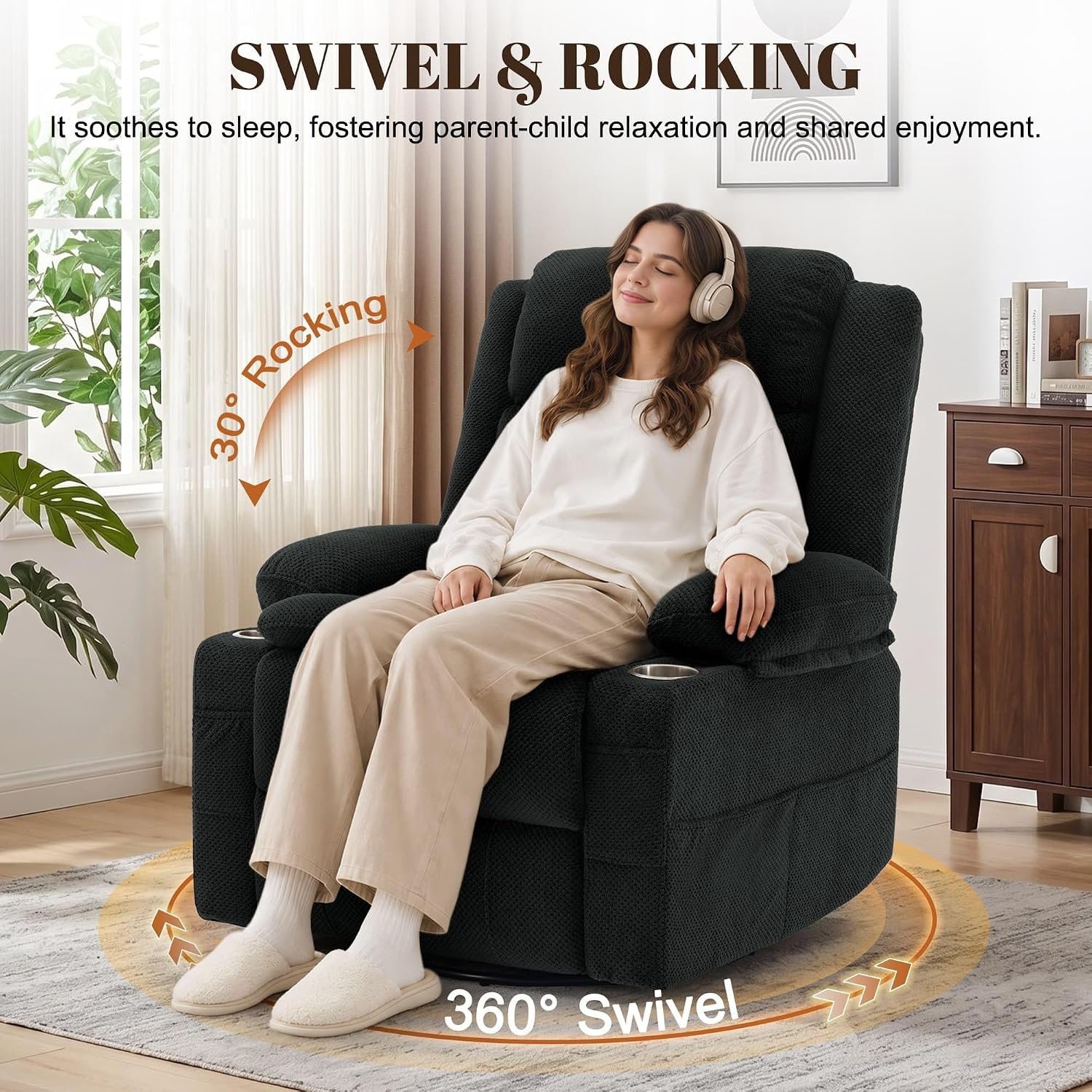 Korser Manual Swivel Rocker Recliner