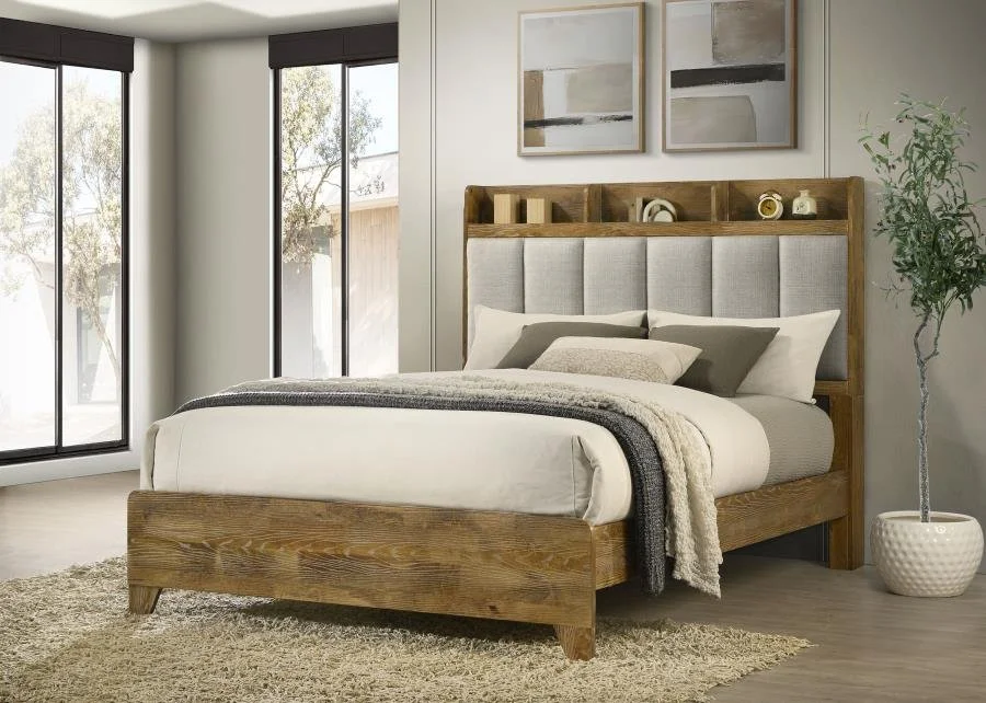 222971 Henderson Bookcase Panel Bed Medium Oak