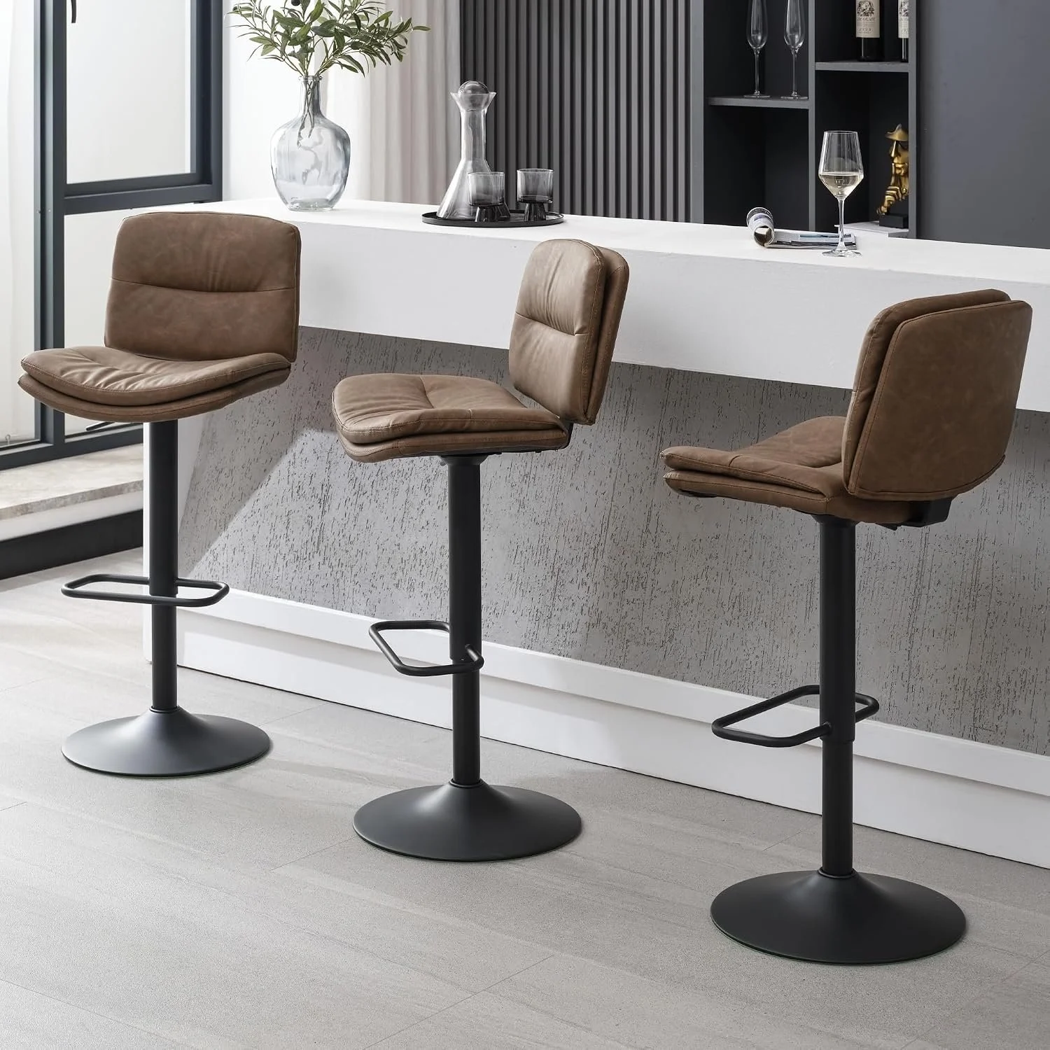 FIRAVOE Adjustable Bar Stools Set of 3