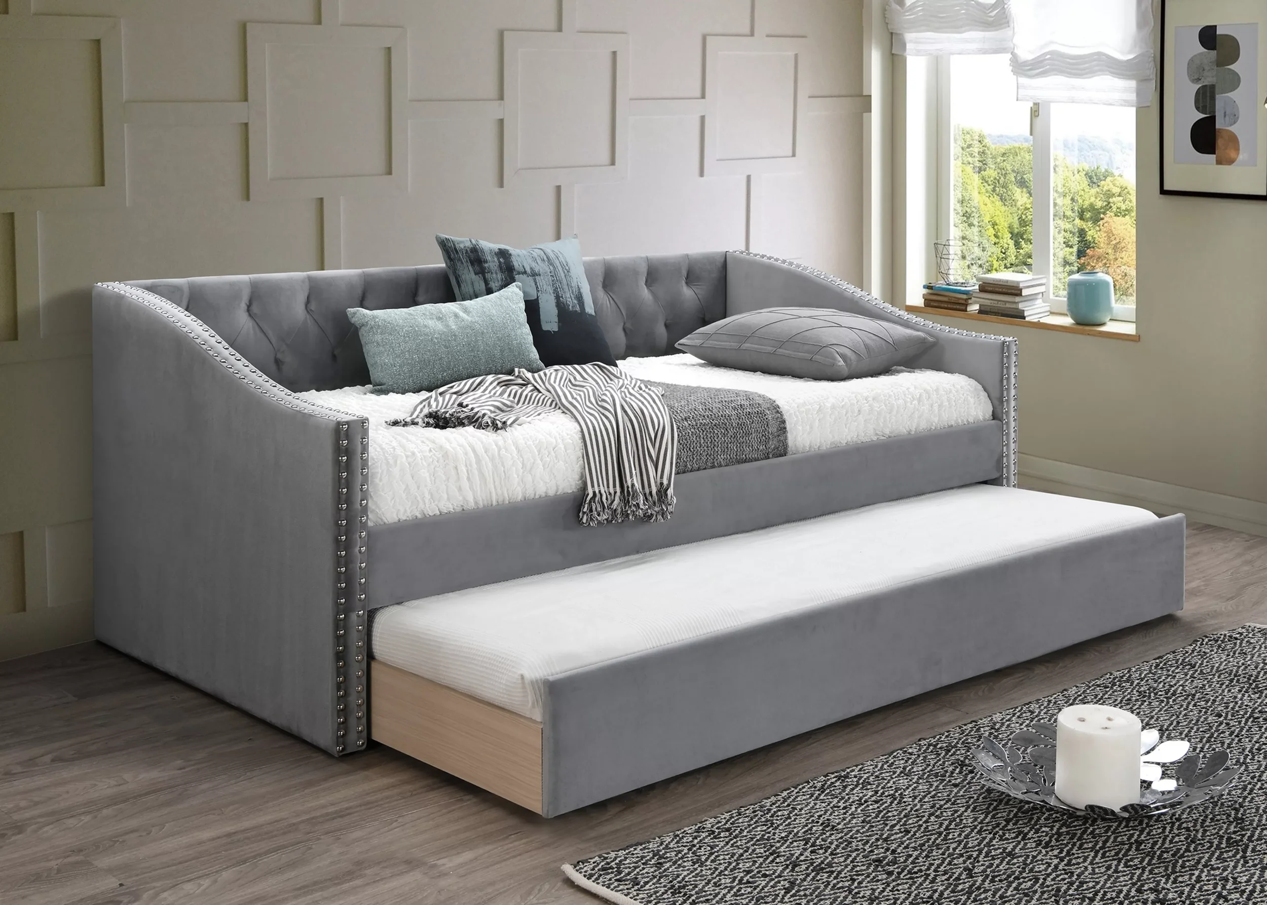 F9456 Day Bed w/ Slats + Trundle