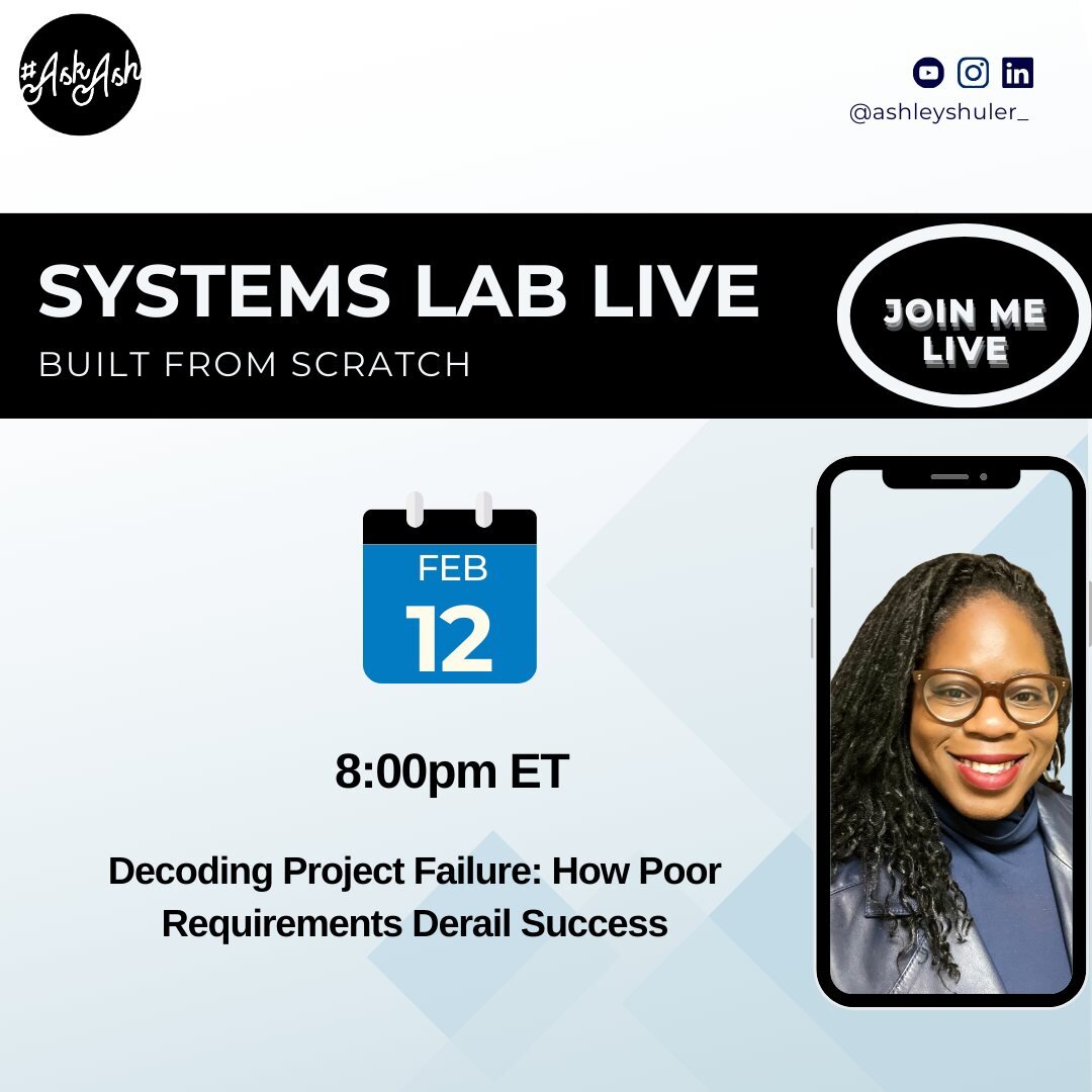We're back in action for another exciting Systems Lab LIVE livestream event. 

Tonight at 8pm ET. You don't want to miss this!

We are examining 2 case studies!

🔍 *Case Study 1: Software Development Woes* - Discover how vague requirements can derai
