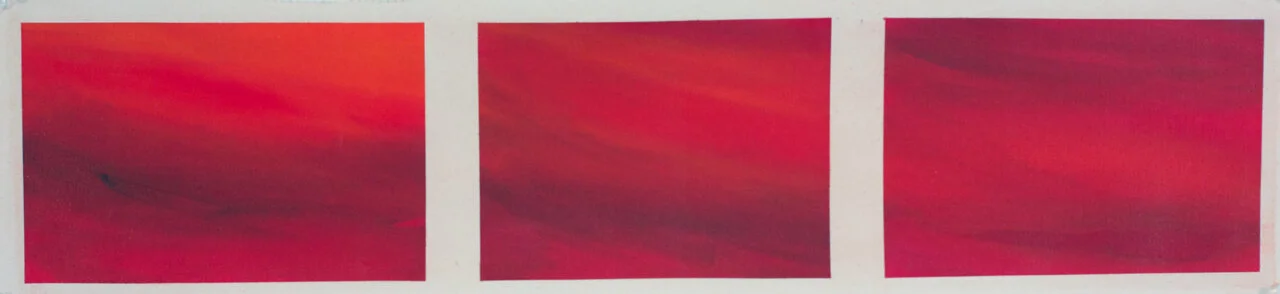 3 Panel Red  - Acrylic on canvas, unframed panel, 33.5" x 8"
