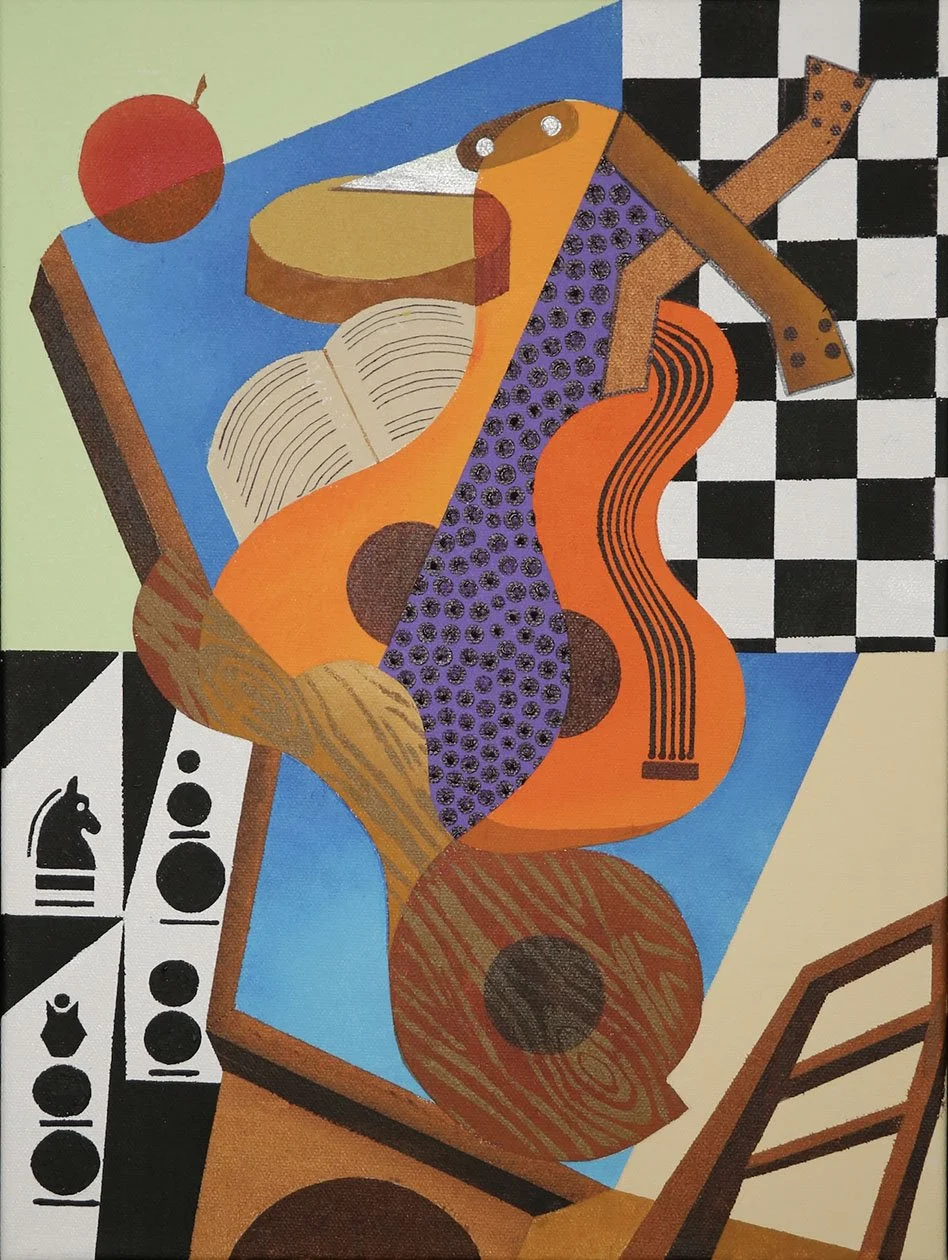"Three Guitars with Cheese and Apple" by Gene Jones