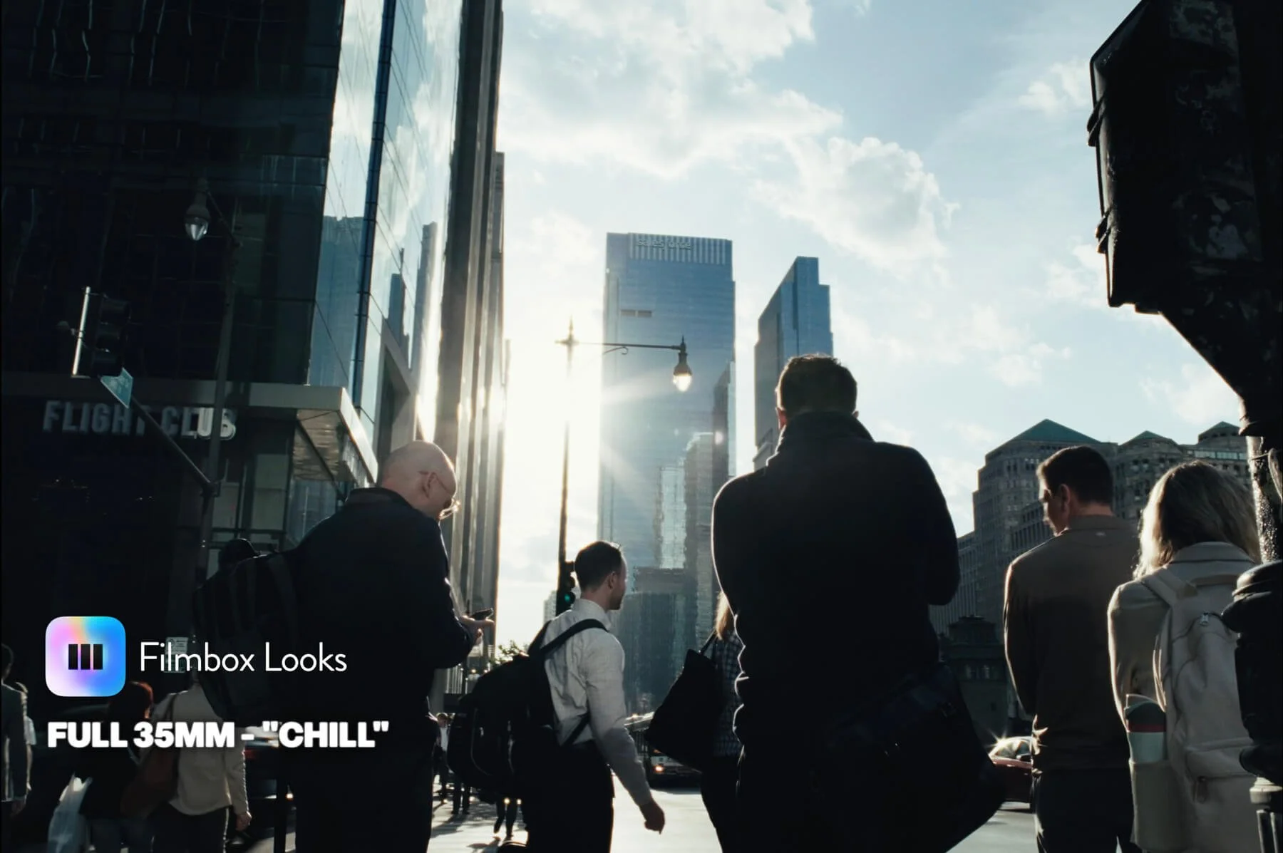 still of a downtown chicago street with a cool color grade