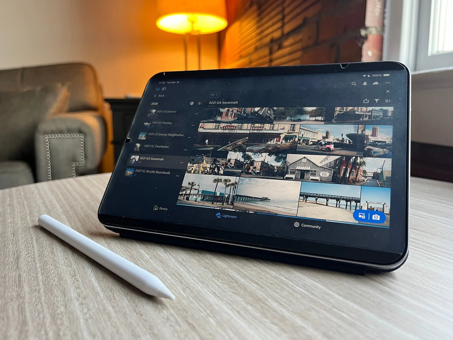 ipad mini propped up with kickstand case and apple pencil