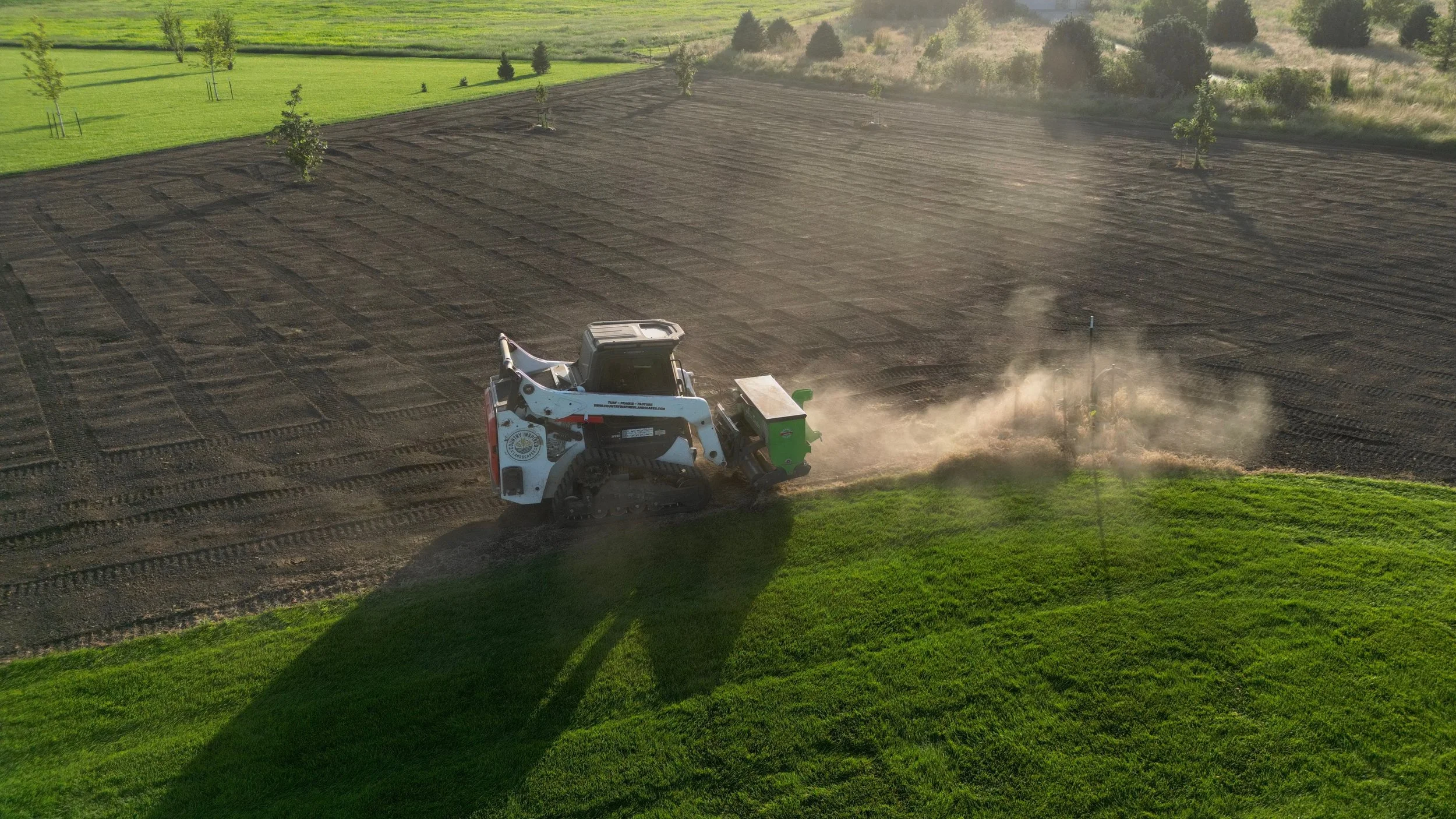 Drill seeding native prairie following mechanical site preparation