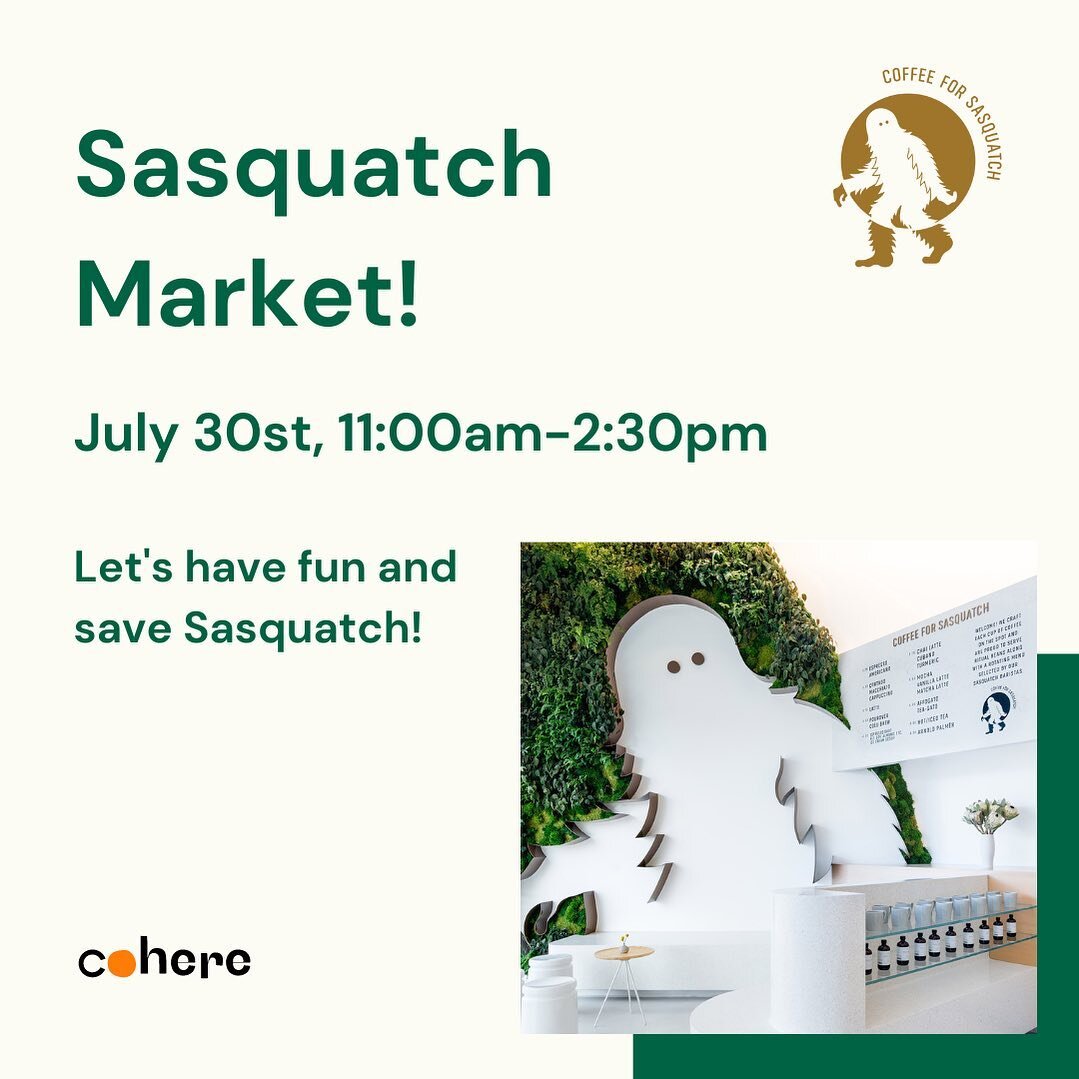 What&rsquo;s up everyone! Join us and some amazing small businesses at @coffee.forsasquatch.

Come join us at Sasquatch Market, and support the 'Save Sasquatch' movment!

​Try unique and delicious snacks from local businesses, and discover amazing wo