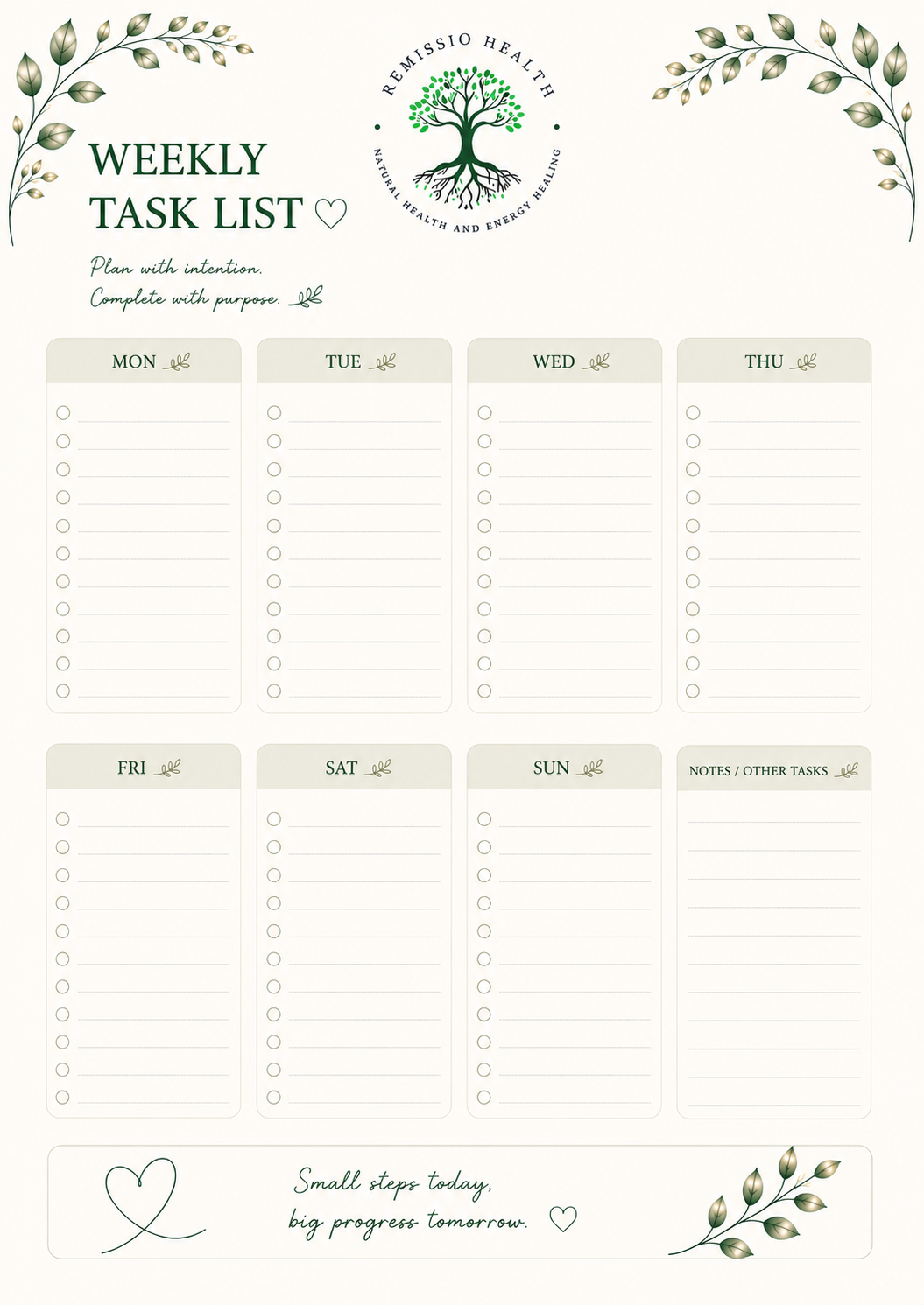 Weekly Task Checklist