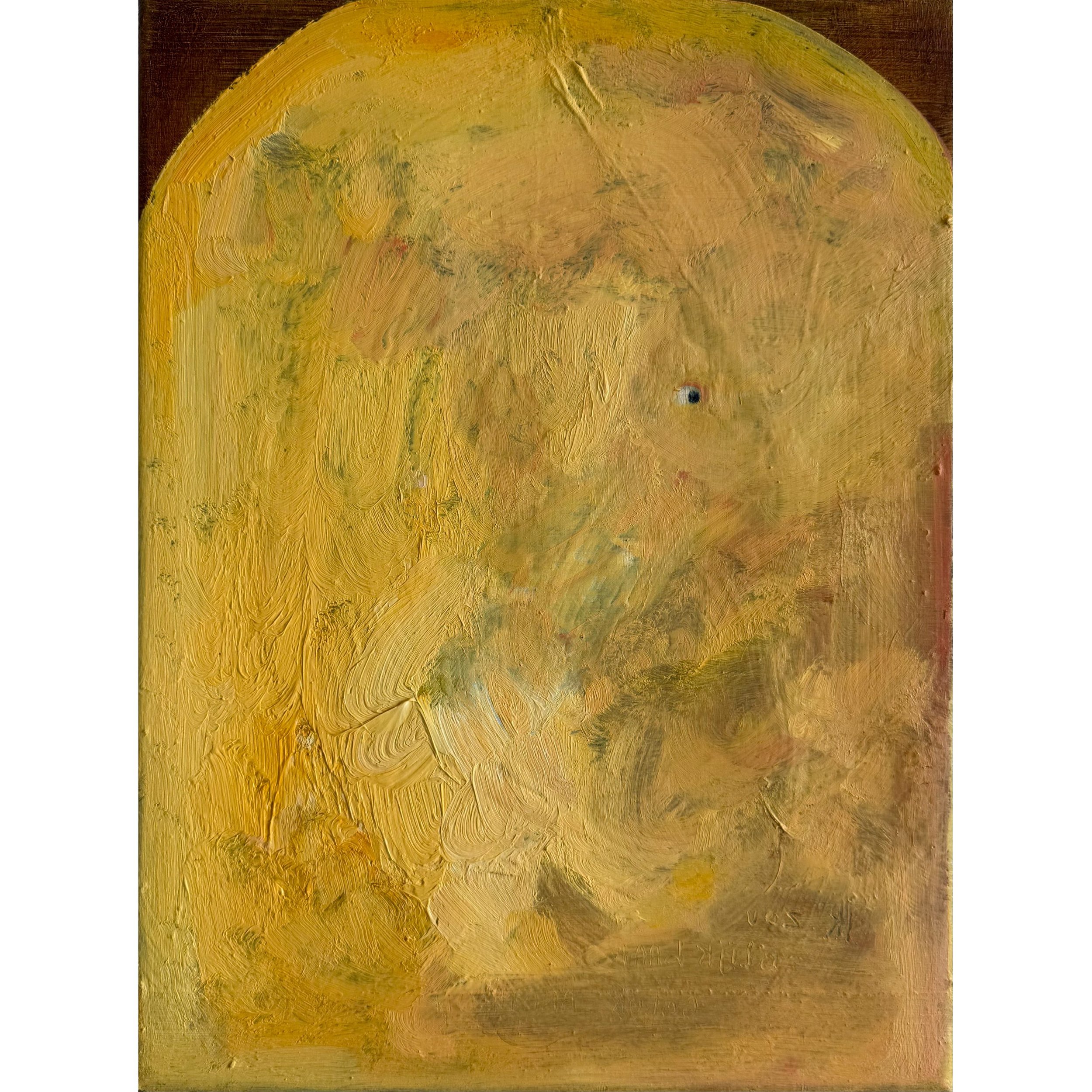 A too-large canary on canvas, 2025