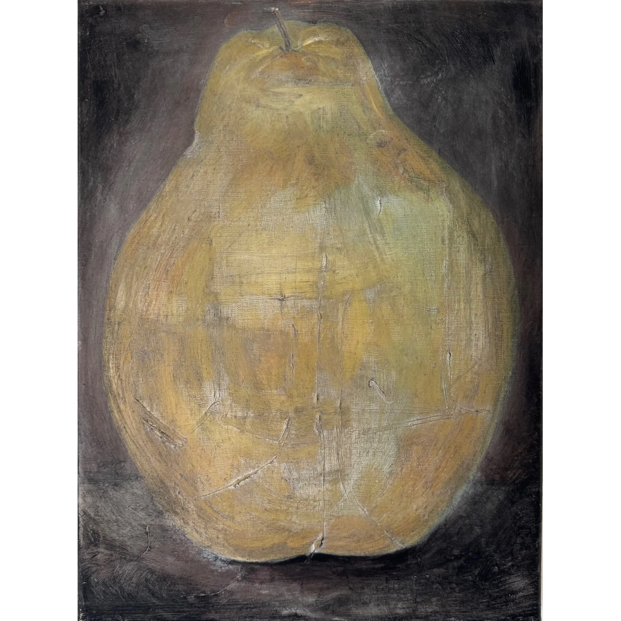 Caterpillar in a pear, after Botero, 2025