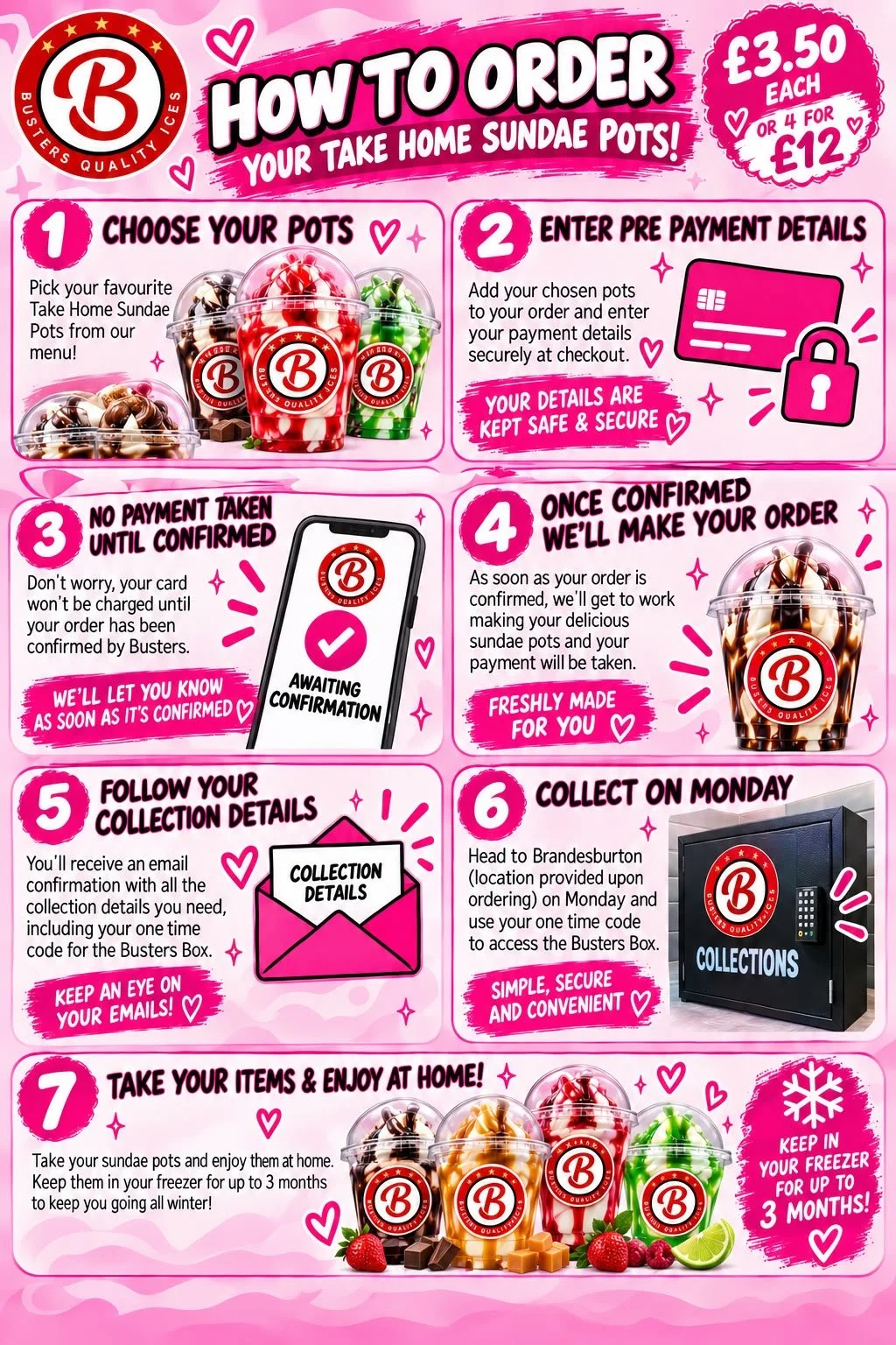 Step by step guide how to order Busters take home sundae pots