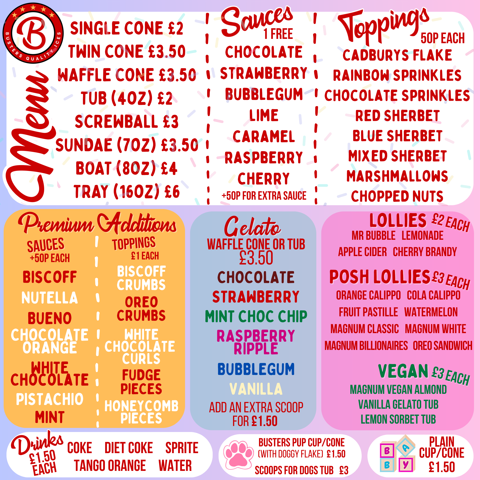 Busters Ice Cream Price List 2026