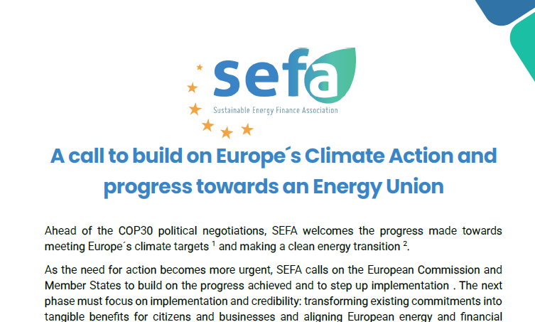 A call to build on Europe´s Climate Action and progress towards an Energy Union