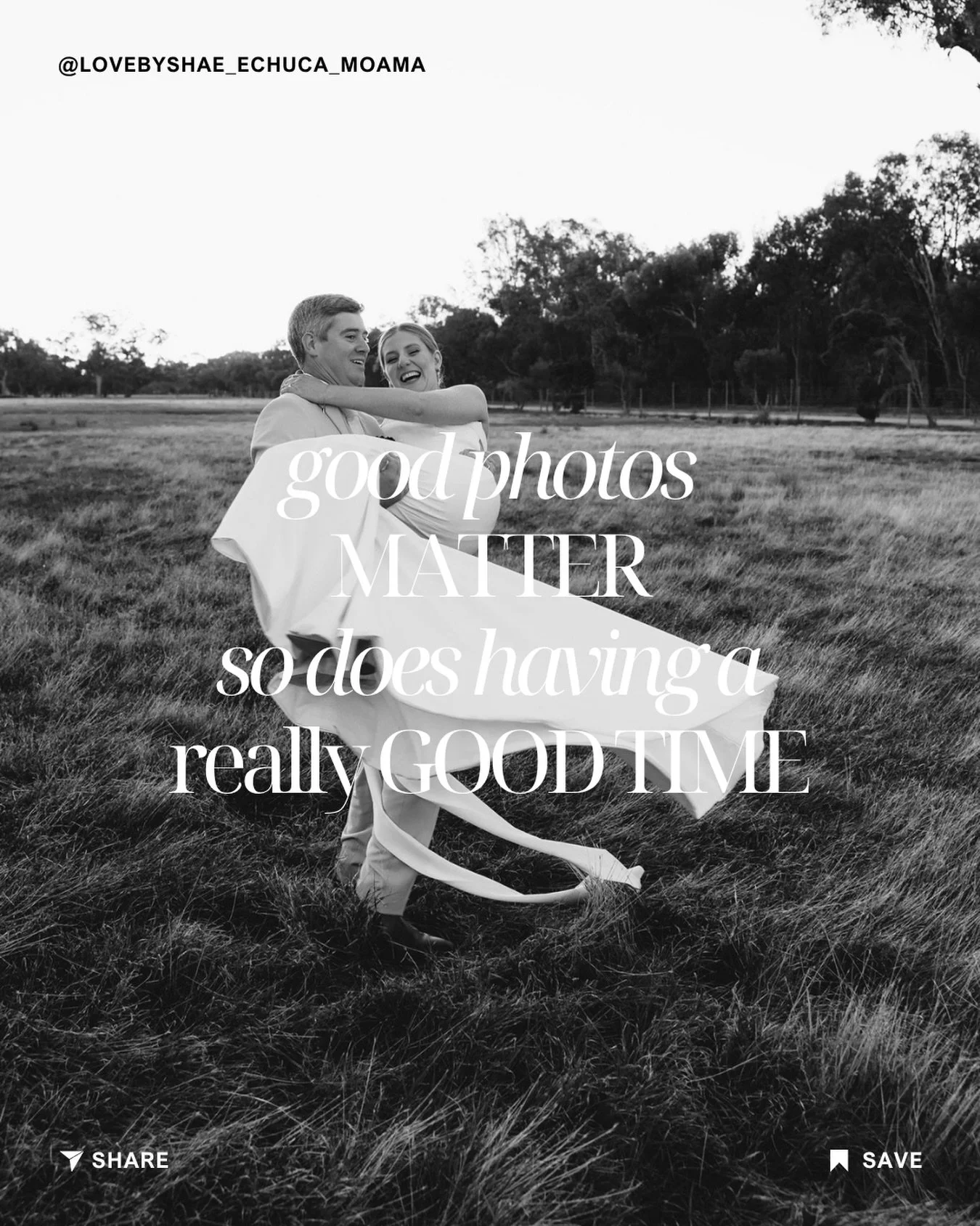 Good photos matter, but so does actually enjoying your wedding day.

When you&rsquo;re relaxed, having fun and not thinking about the camera, everything feels more natural. That&rsquo;s always the aim &mdash; great photos and a day you genuinely enjo