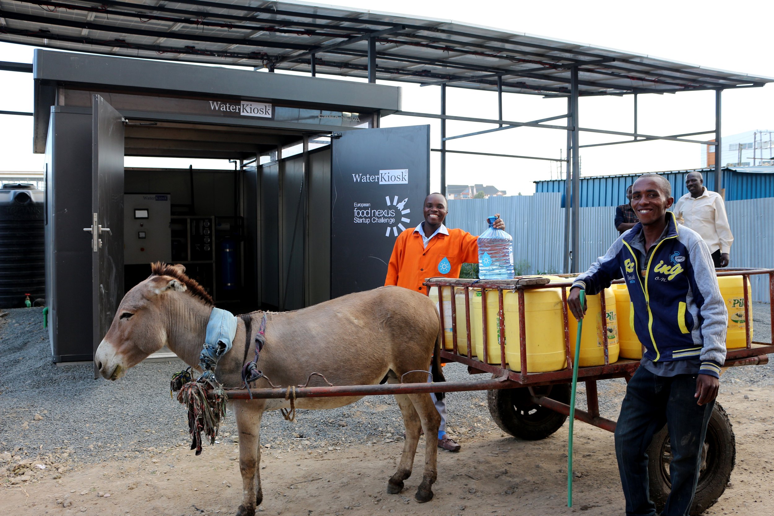 Kitengela WaterKiosk, South of Nairobi, Kenya 1000 liter per hour powered by solar water desalination system.jpg