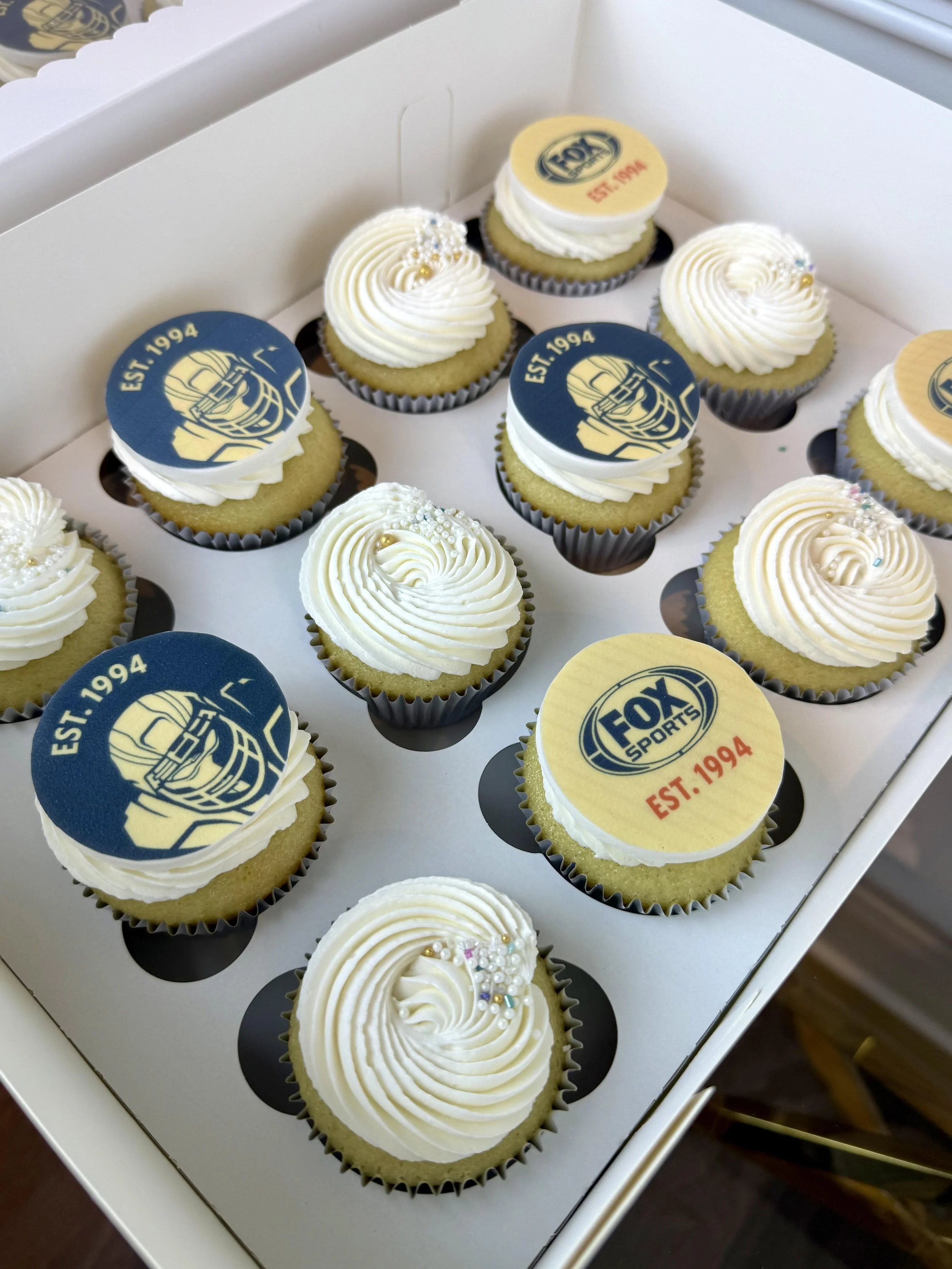 Corporate cupcakes - FOX Sports 2, local tv baker charlotte nc, pastries near me, edible print cake, edible print cupcake
