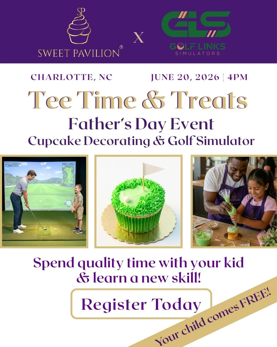 Tee Time & Treats | Cupcake Decorating & Golf Simulator | June 20