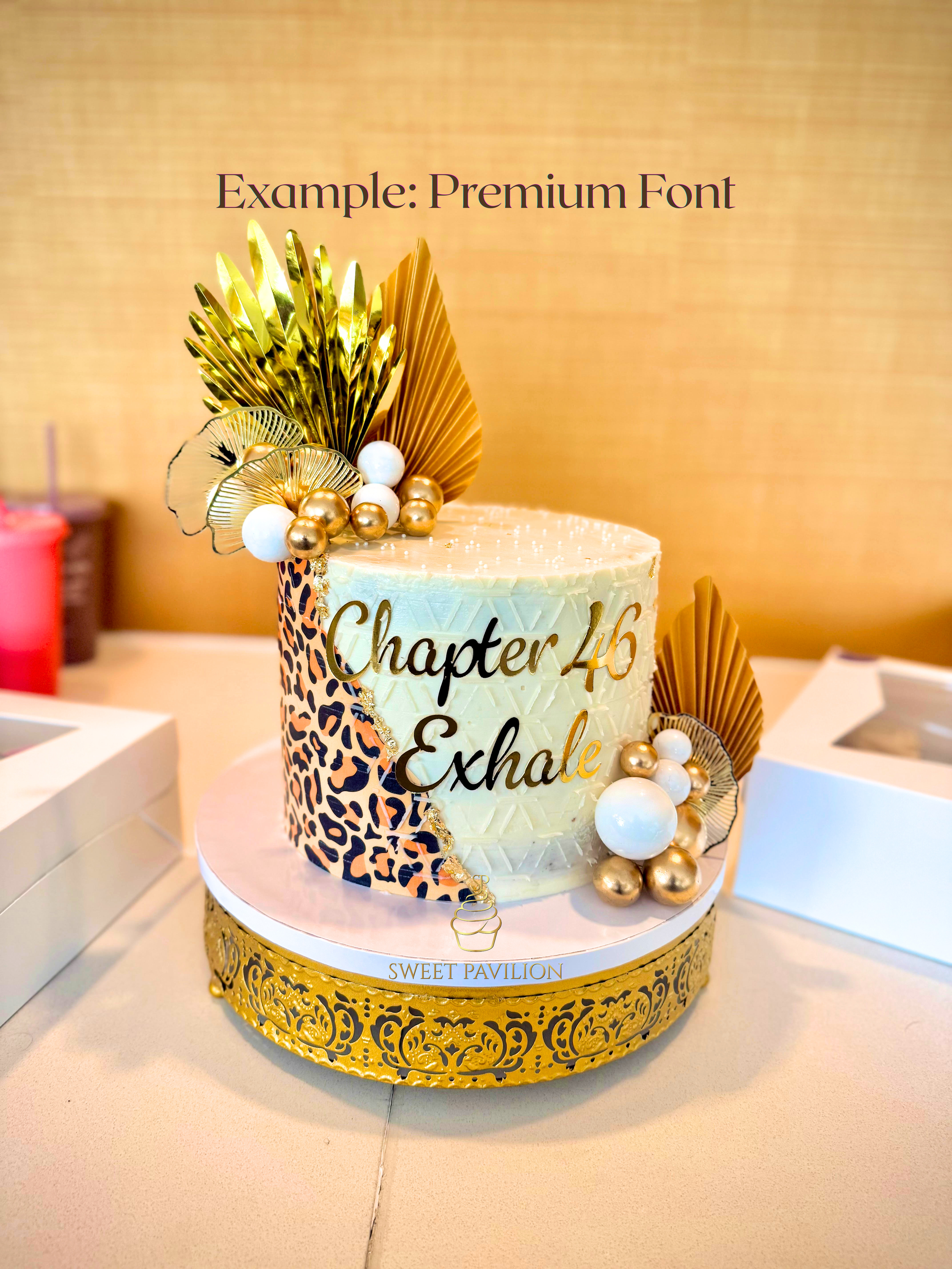 Custom front cake topper, custom gold mirror acrylic name topper, front cake topper with mirror finish