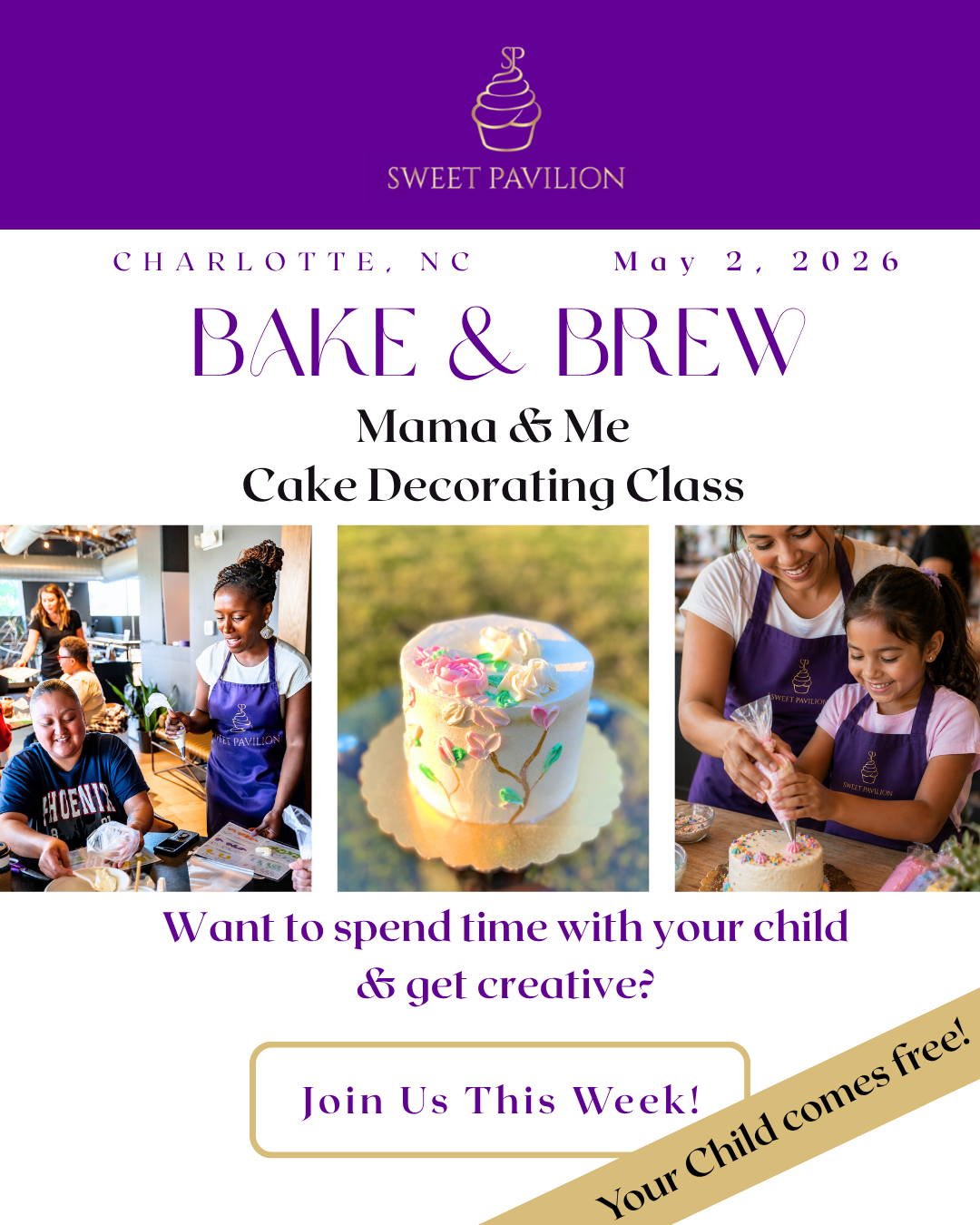 CLT events, charlotte cake decorating class near me, free activities for kids charlotte, uptown charlotte events, cupcake decorating class, mothers day event 2026
